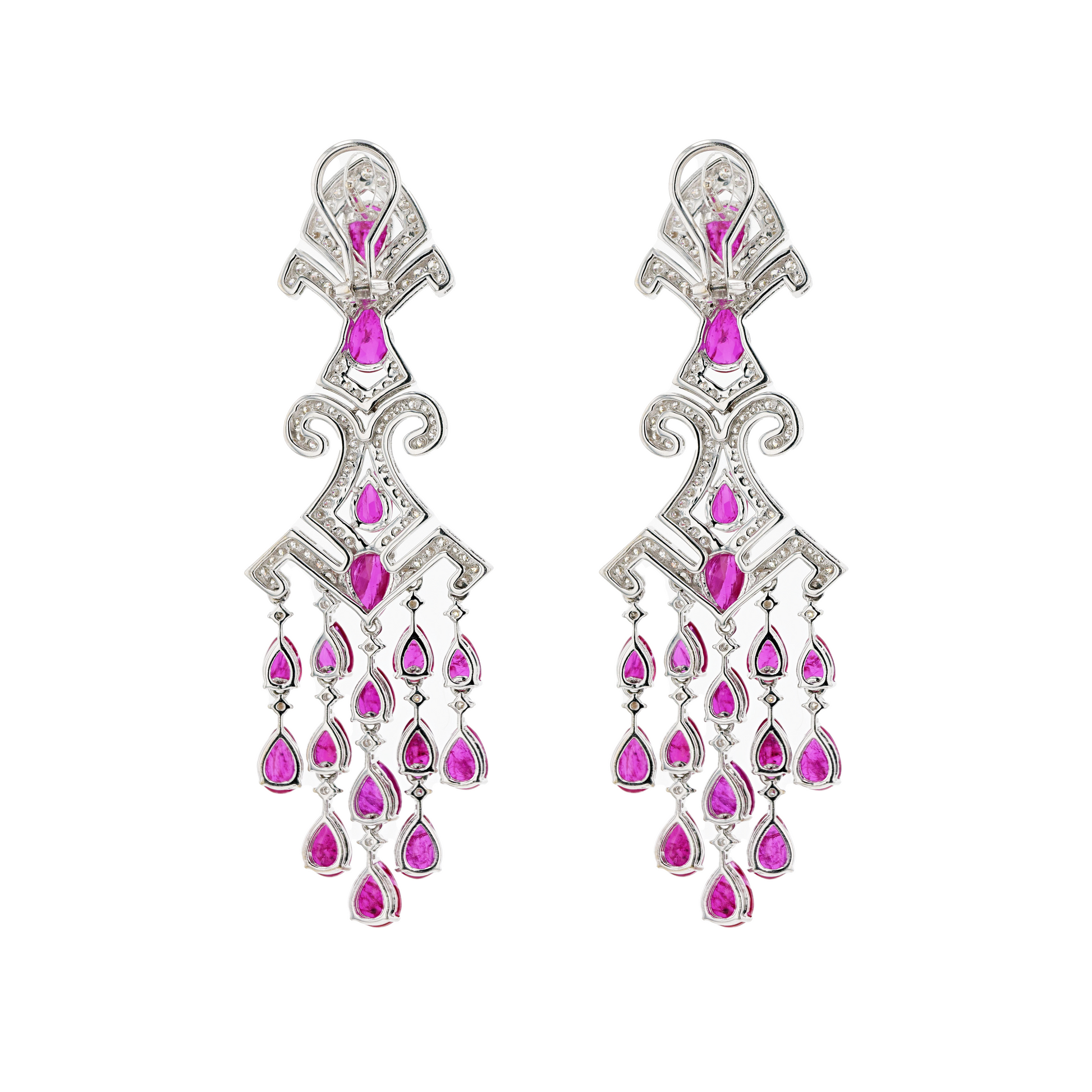 18KG Natural Unheated Red Ruby Diamond Earrings