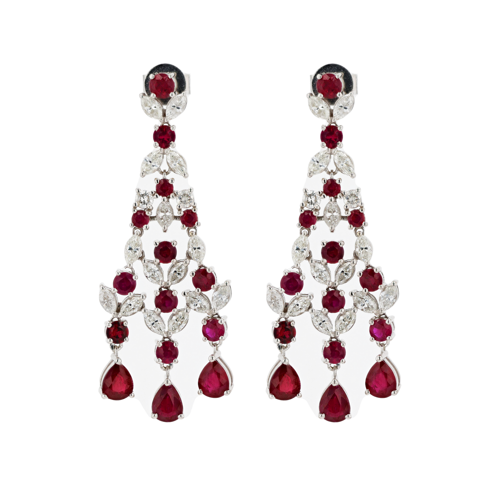 18KG Natural Unheated Vivid Pigeon's Blood Red Ruby Diamond Earrings