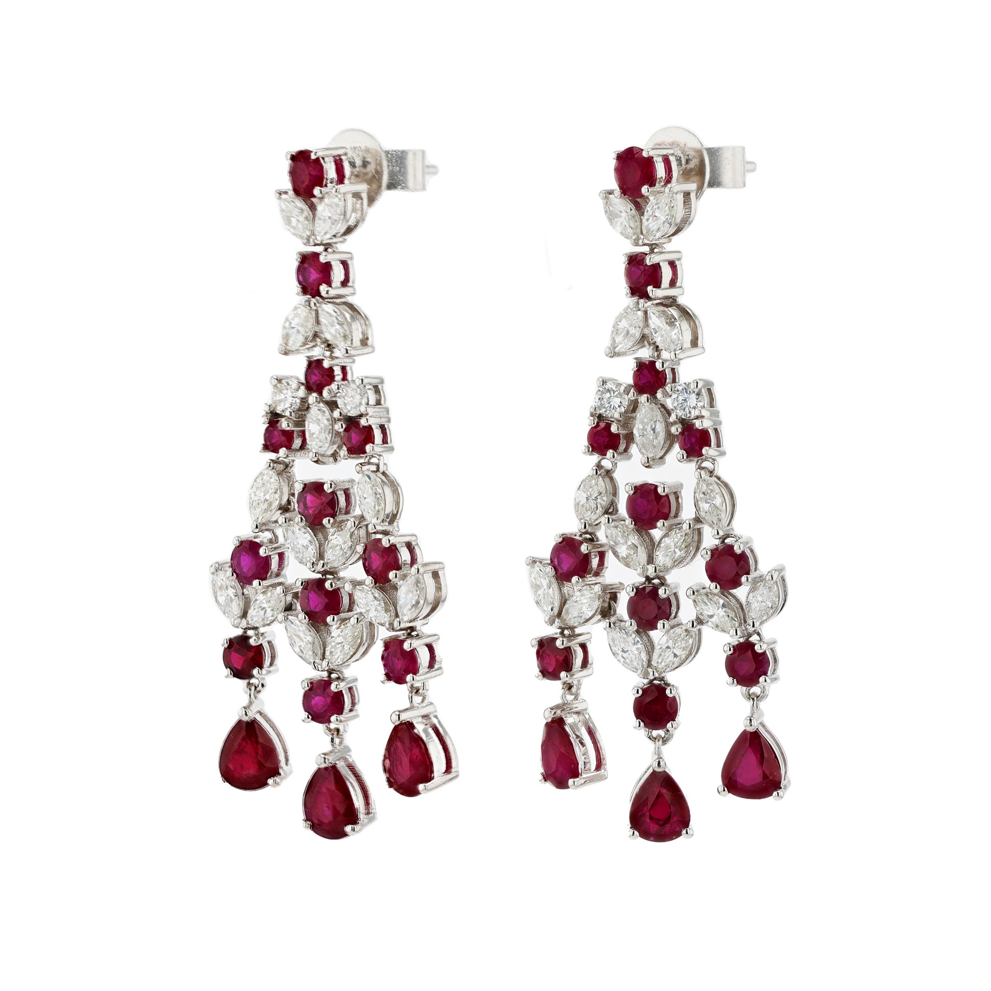 18KG Natural Unheated Vivid Pigeon's Blood Red Ruby Diamond Earrings