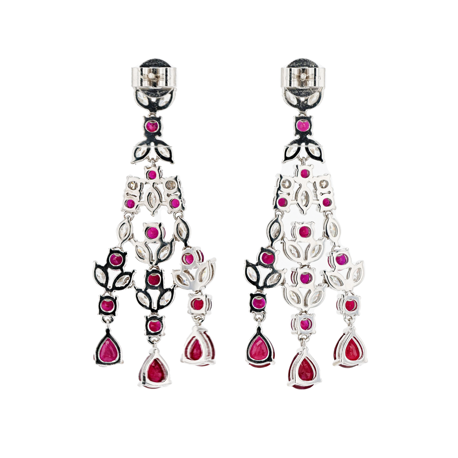 18KG Natural Unheated Vivid Pigeon's Blood Red Ruby Diamond Earrings
