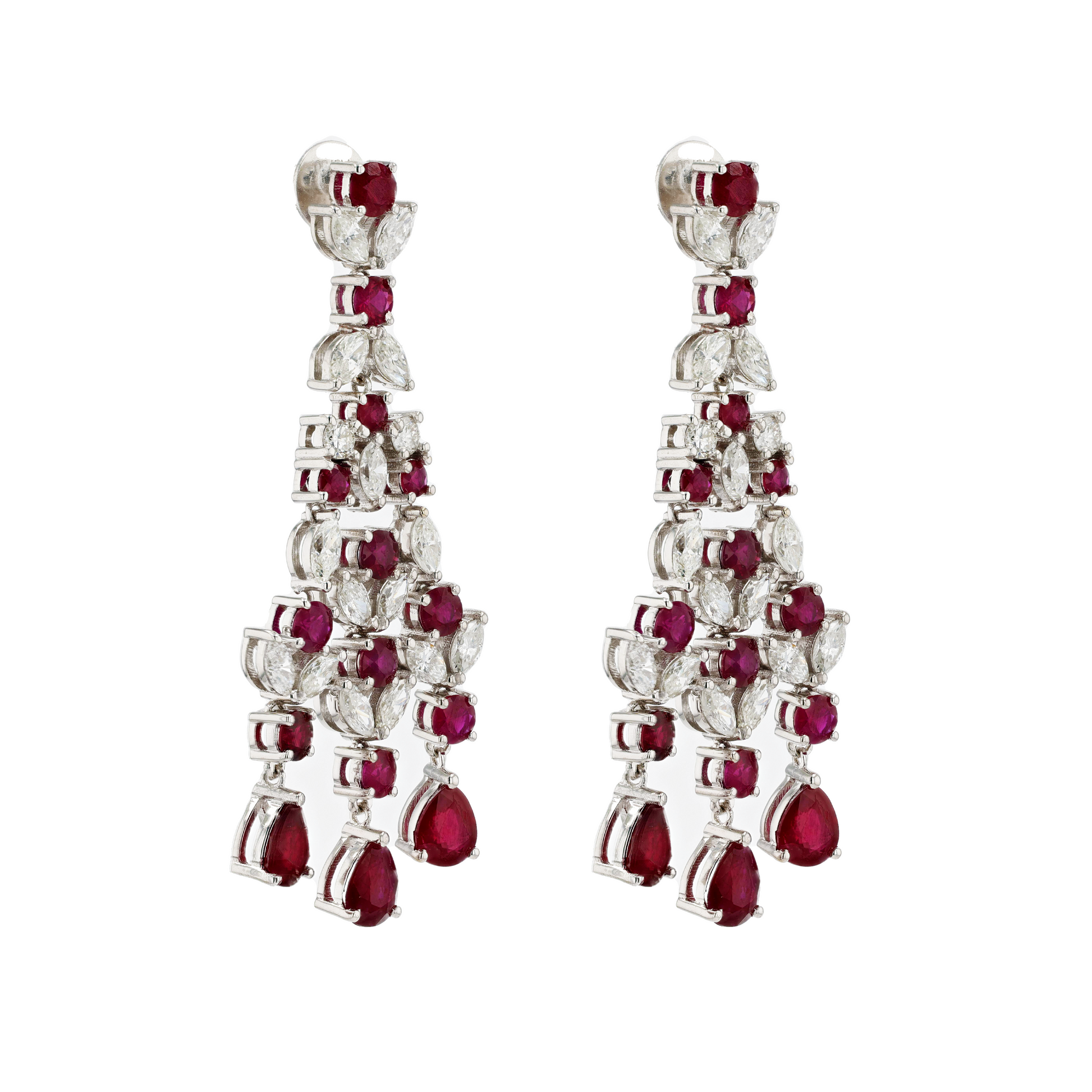 18KG Natural Unheated Vivid Pigeon's Blood Red Ruby Diamond Earrings