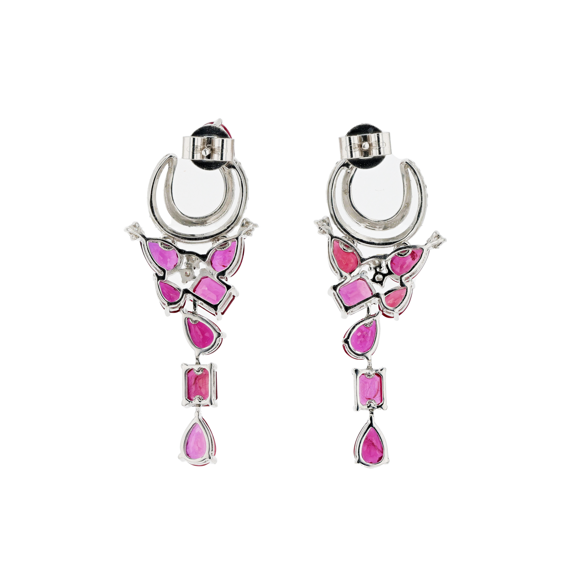 18KG Natural Unheated Intense Red Ruby Diamond Earrings