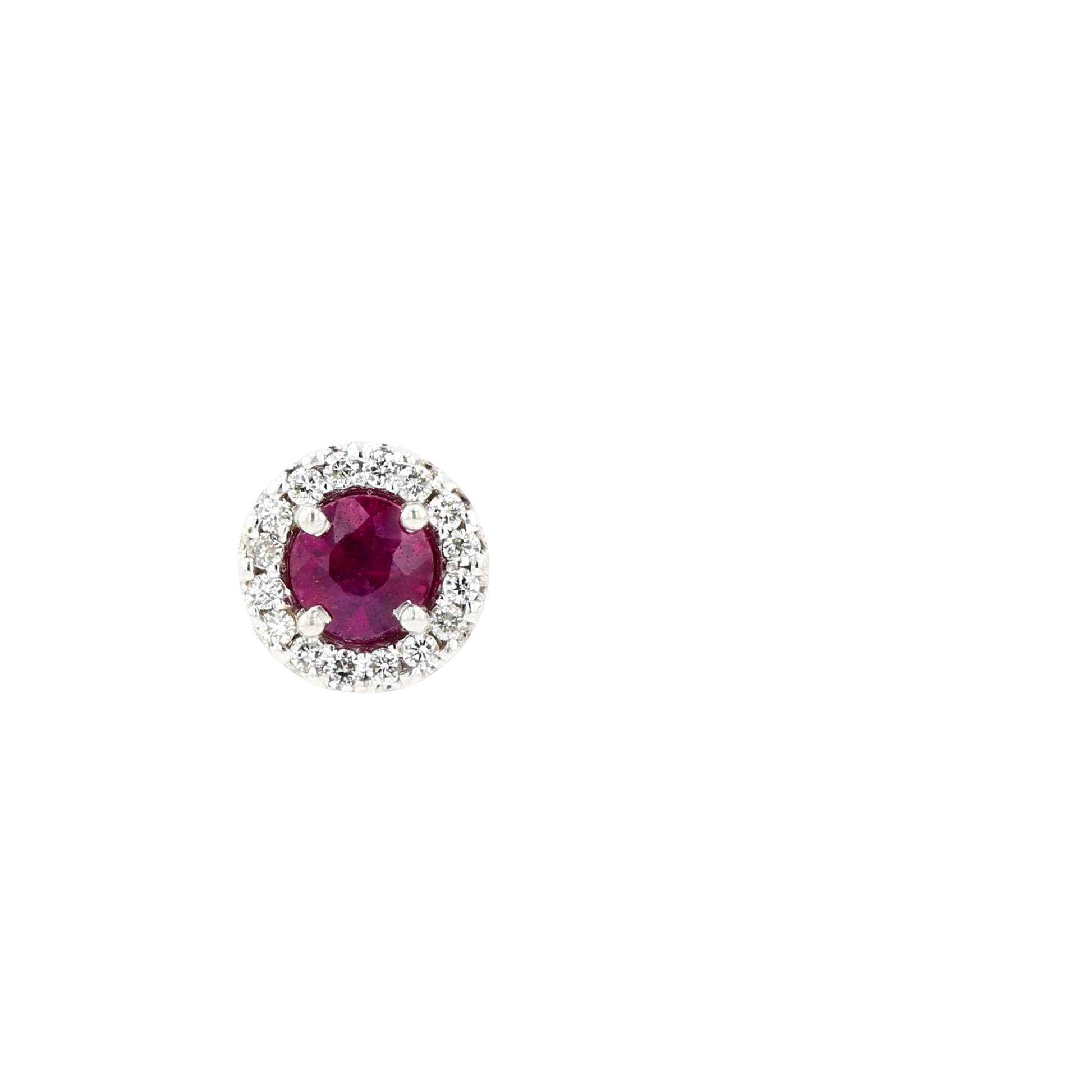 14KG Natural Unheated Vivid Pigeon's Blood Red Ruby Diamond Studs