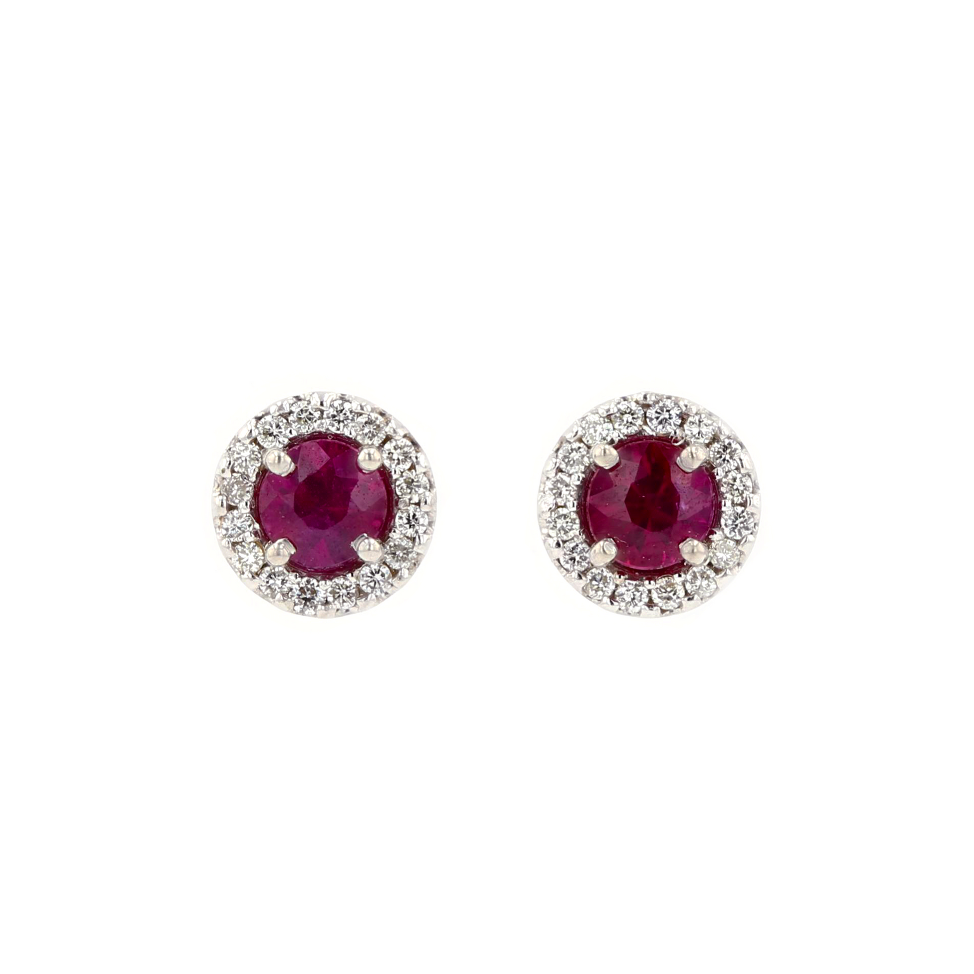 14KG Natural Unheated Vivid Pigeon's Blood Red Ruby Diamond Studs