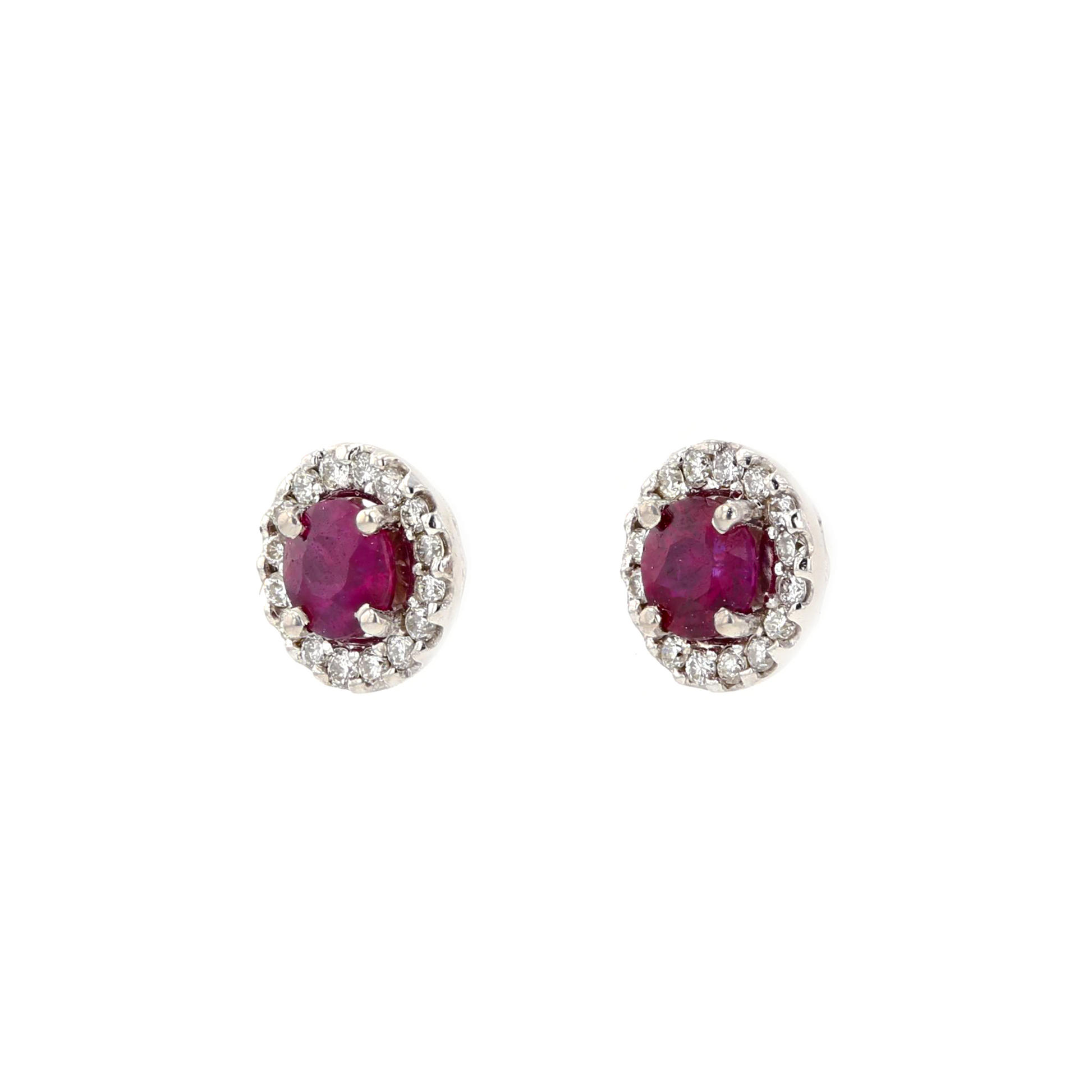 14KG Natural Unheated Vivid Pigeon's Blood Red Ruby Diamond Studs