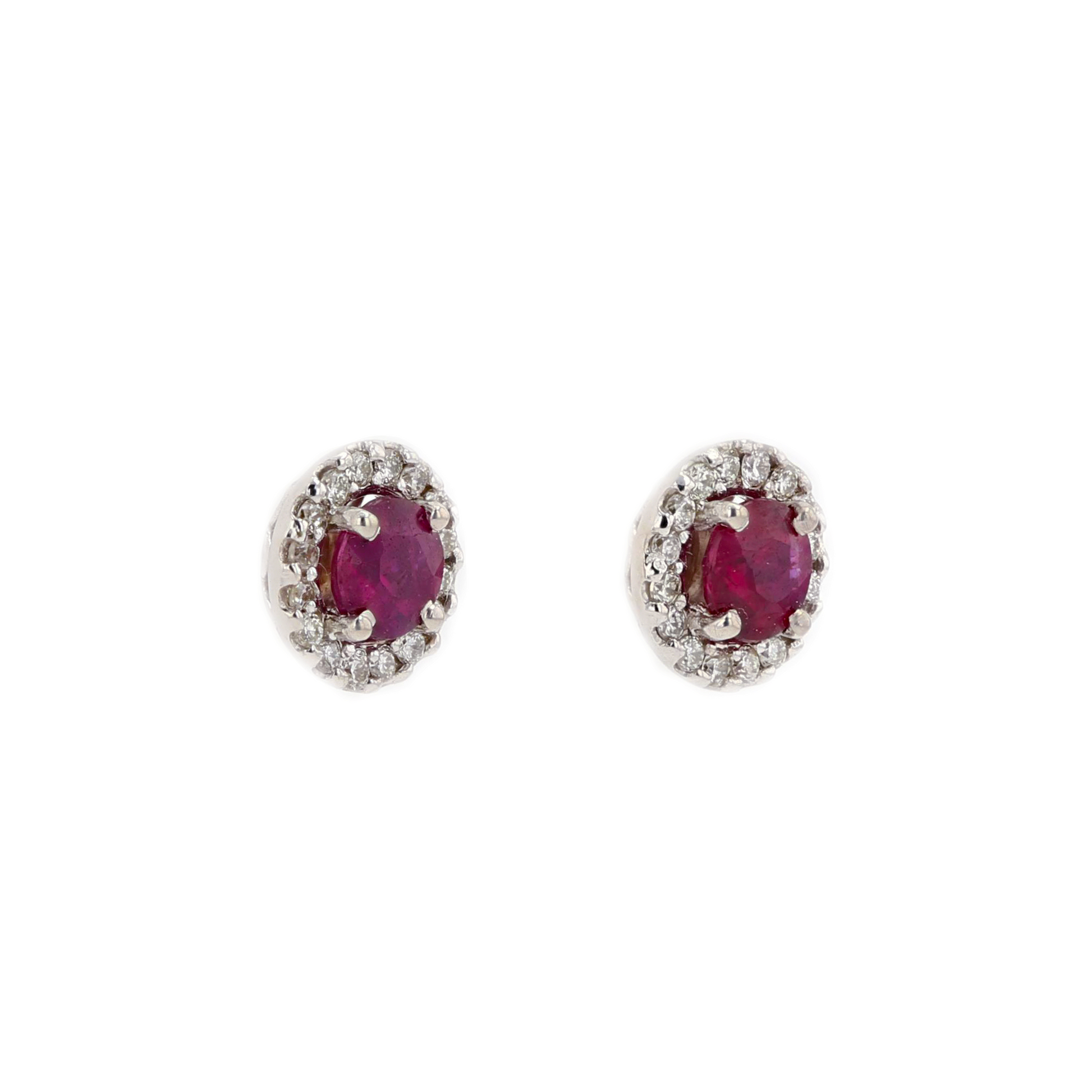 14KG Natural Unheated Vivid Pigeon's Blood Red Ruby Diamond Studs