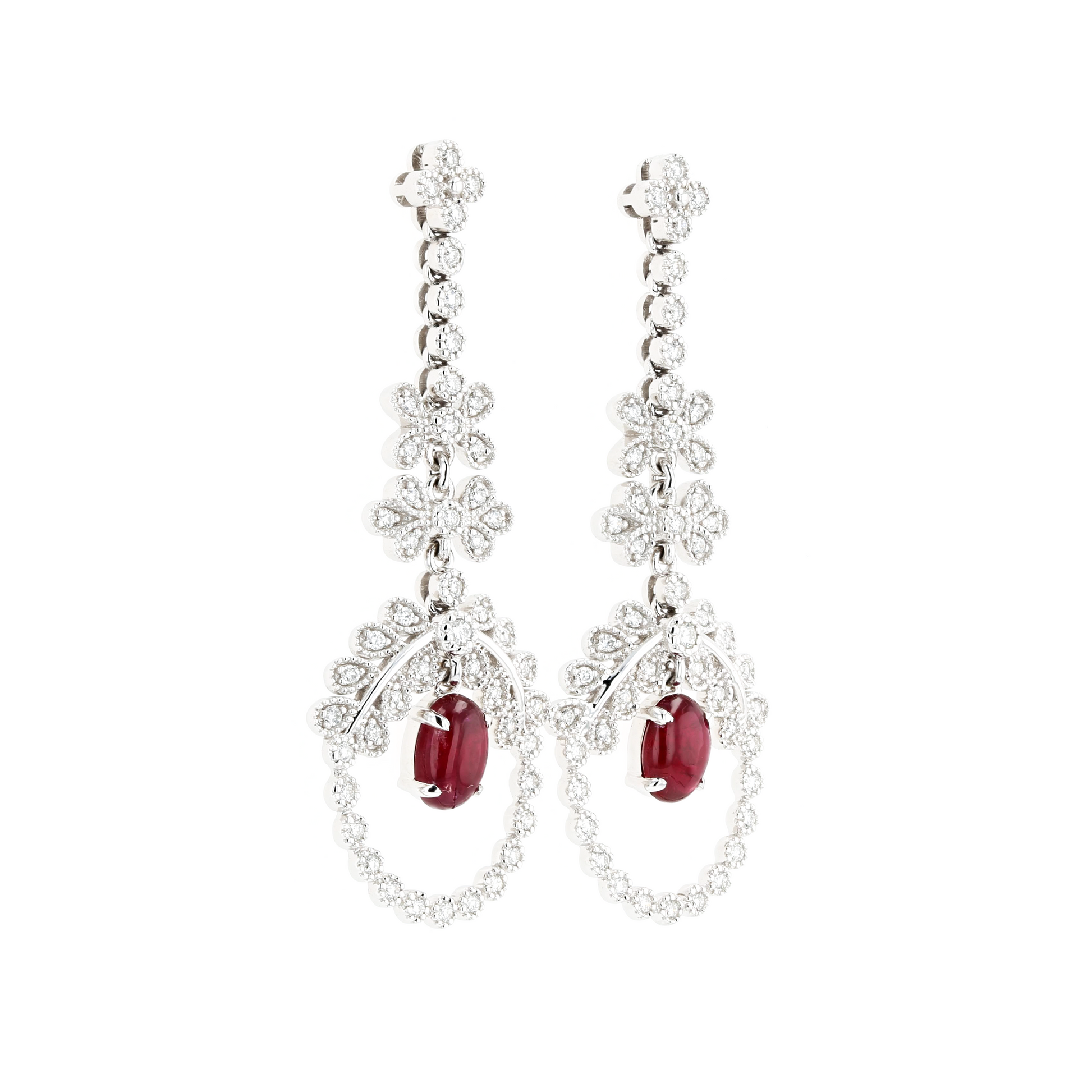 18KG Natural Vivid Pigeon's Blood Red Ruby Diamond Earrings