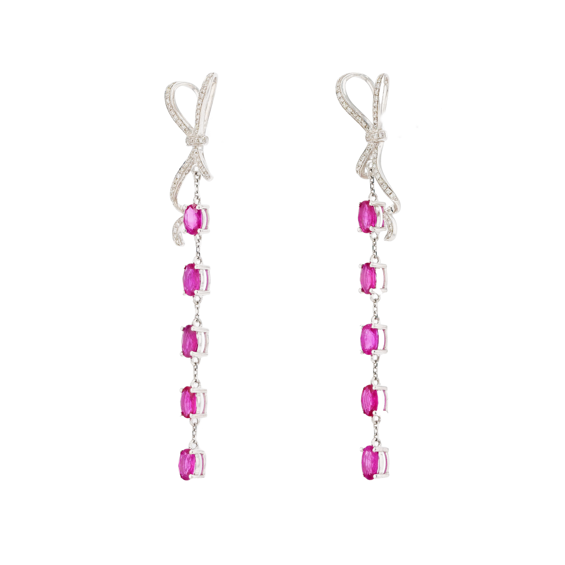 18KG Natural Red Ruby Diamond Earrings