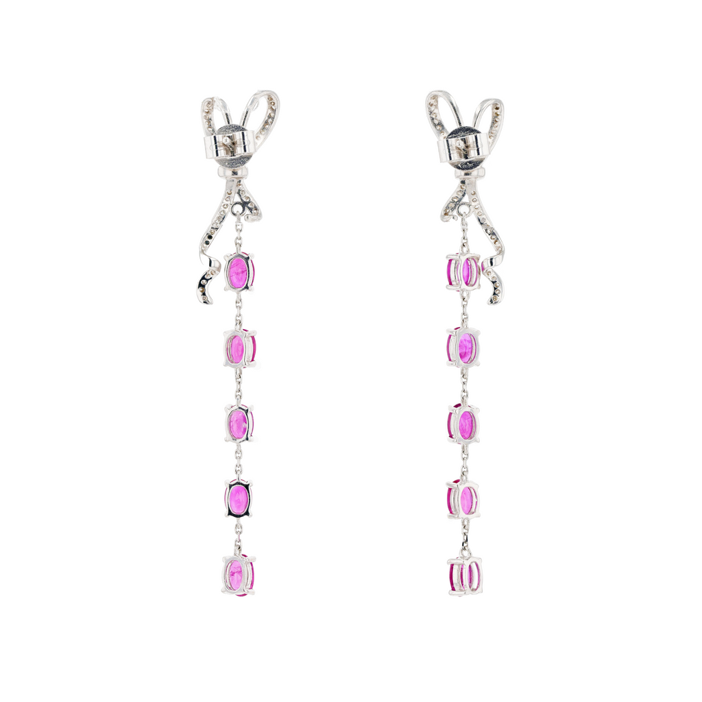 18KG Natural Red Ruby Diamond Earrings