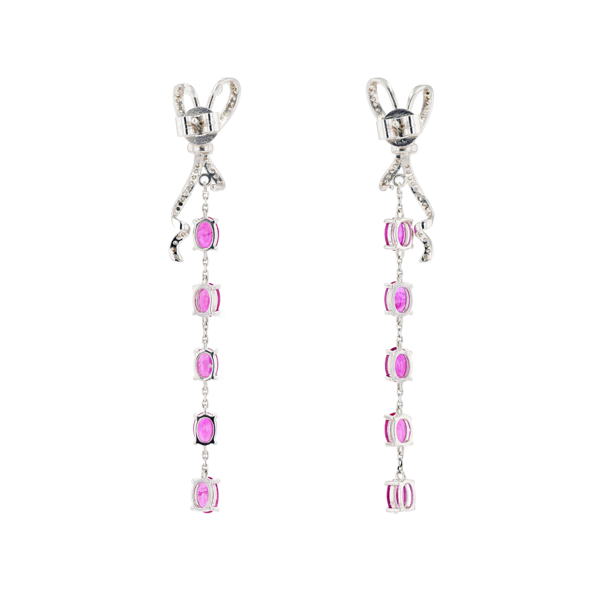 18KG Natural Red Ruby Diamond Earrings