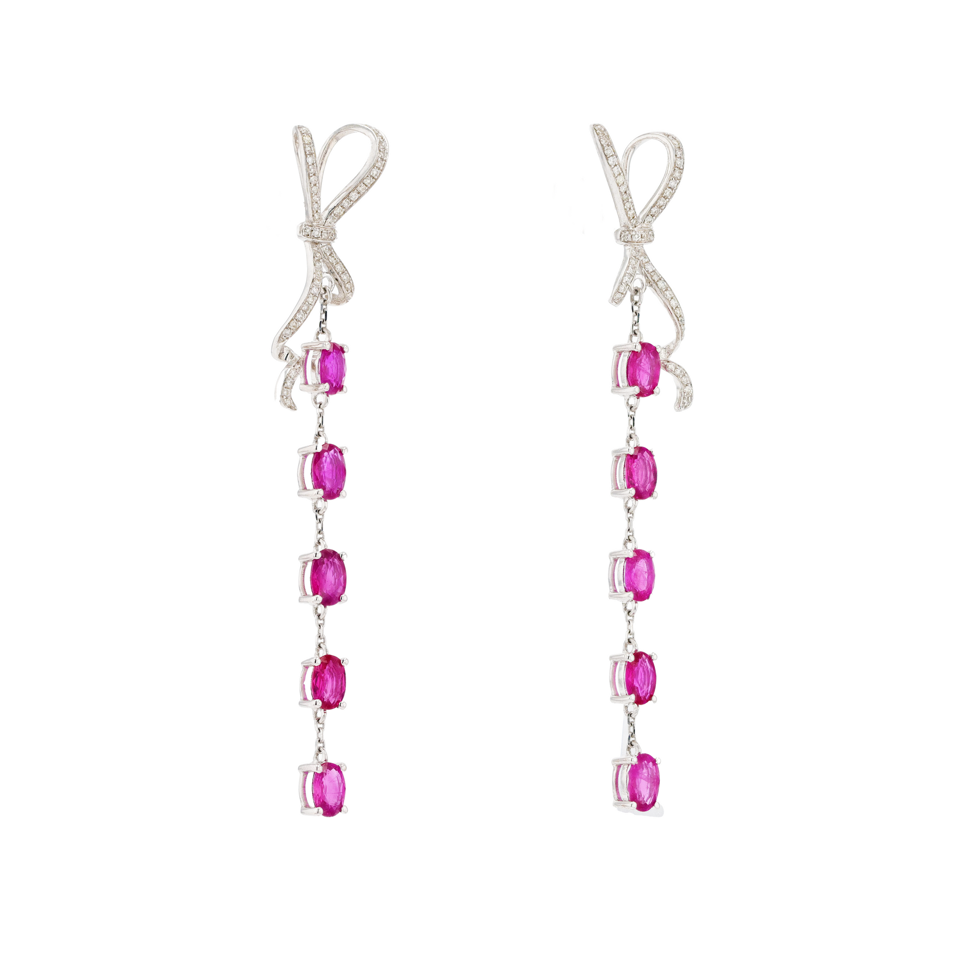 18KG Natural Red Ruby Diamond Earrings