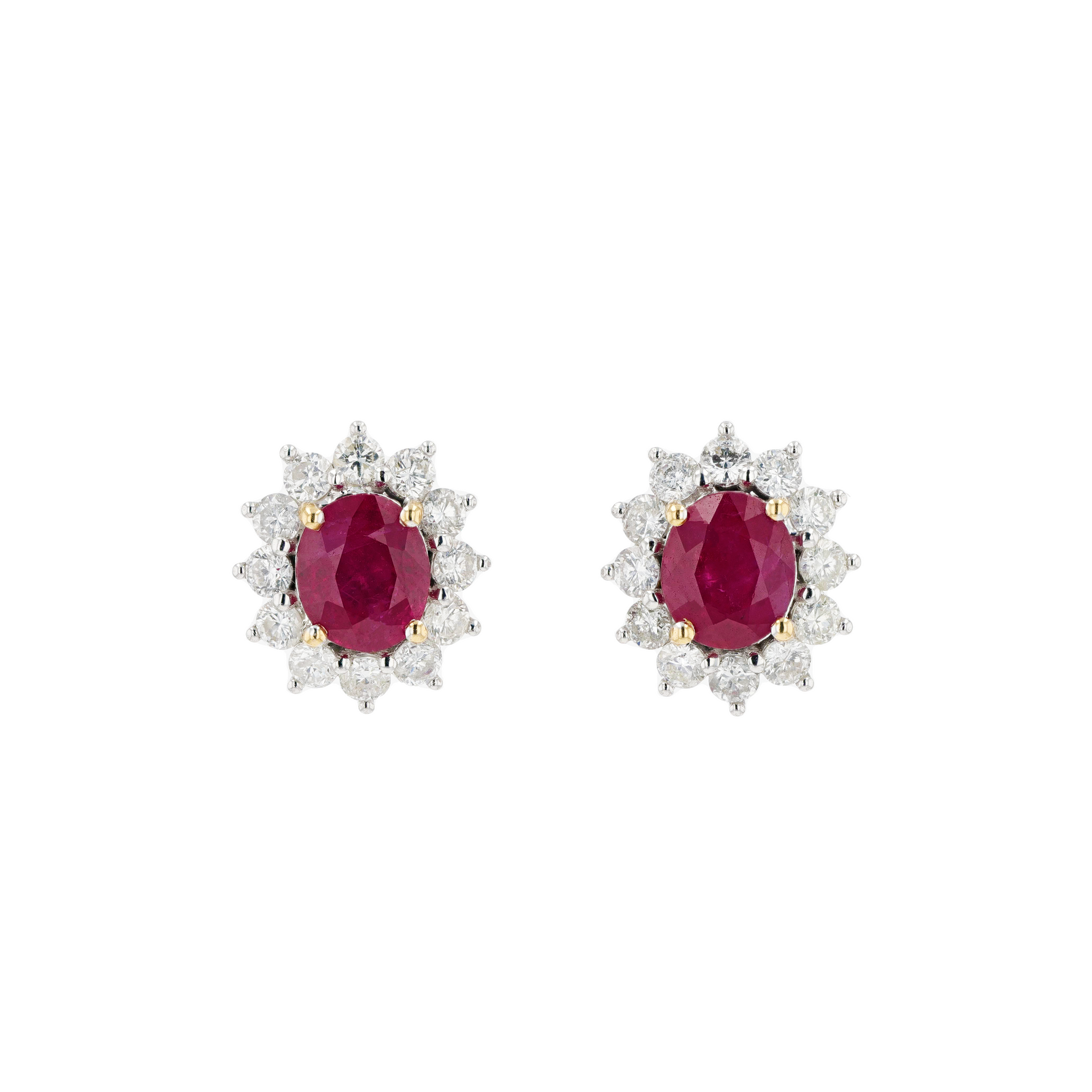 18KG Natural Vivid Pigeon's Blood Red Ruby Diamond Earrings