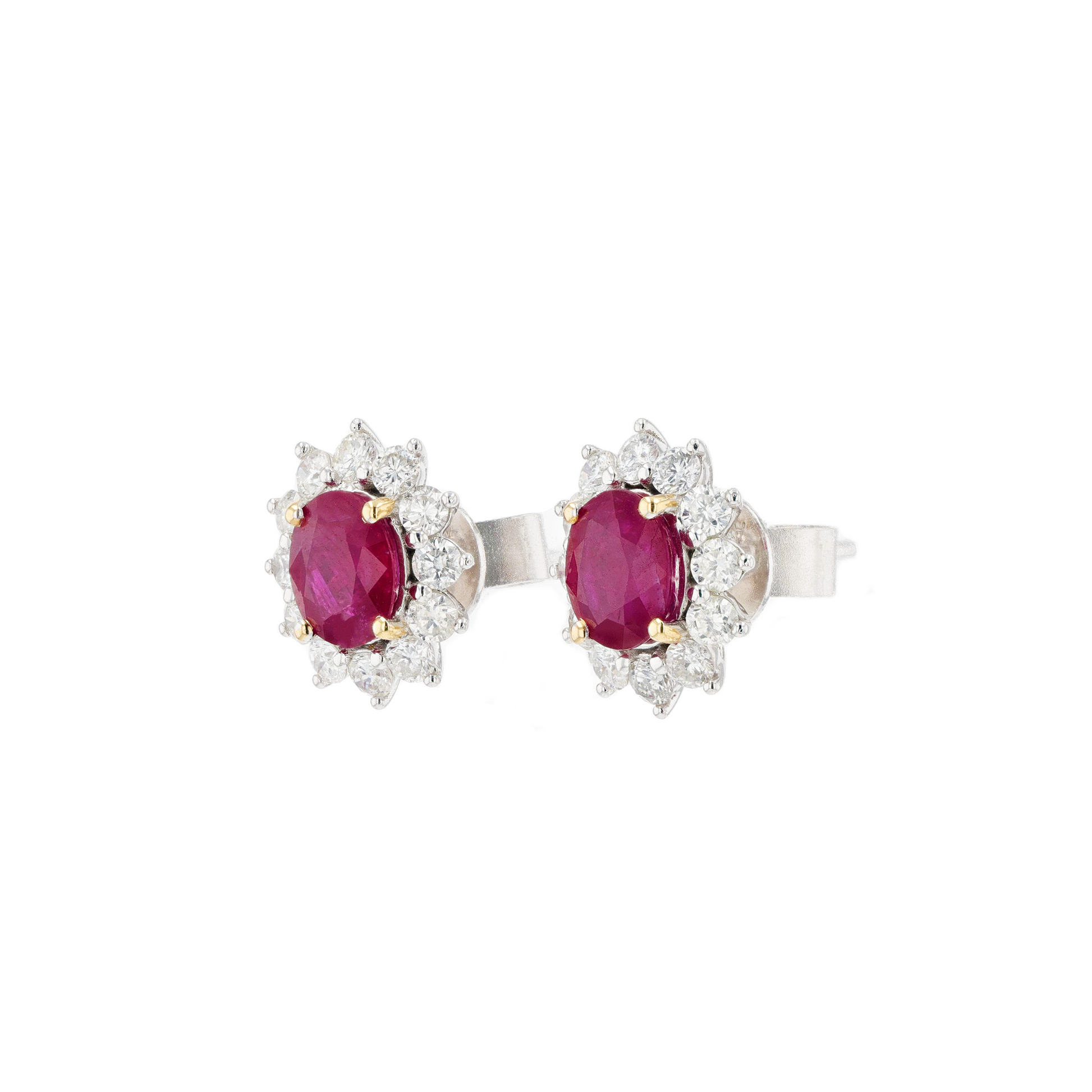 18KG Natural Vivid Pigeon's Blood Red Ruby Diamond Earrings