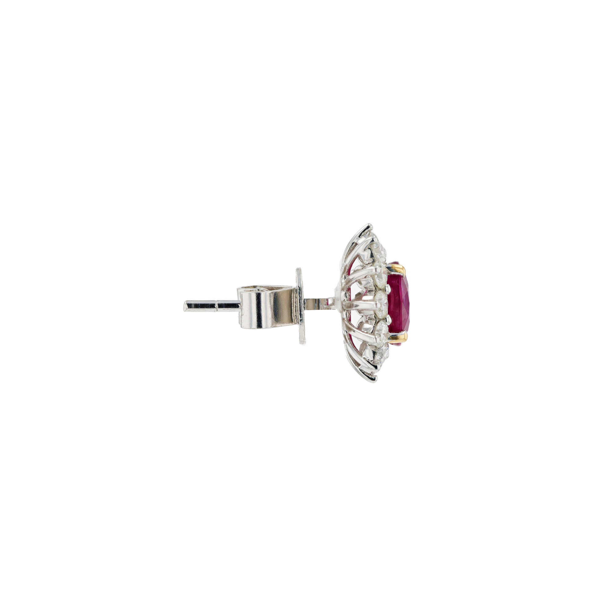 18KG Natural Vivid Pigeon's Blood Red Ruby Diamond Earrings