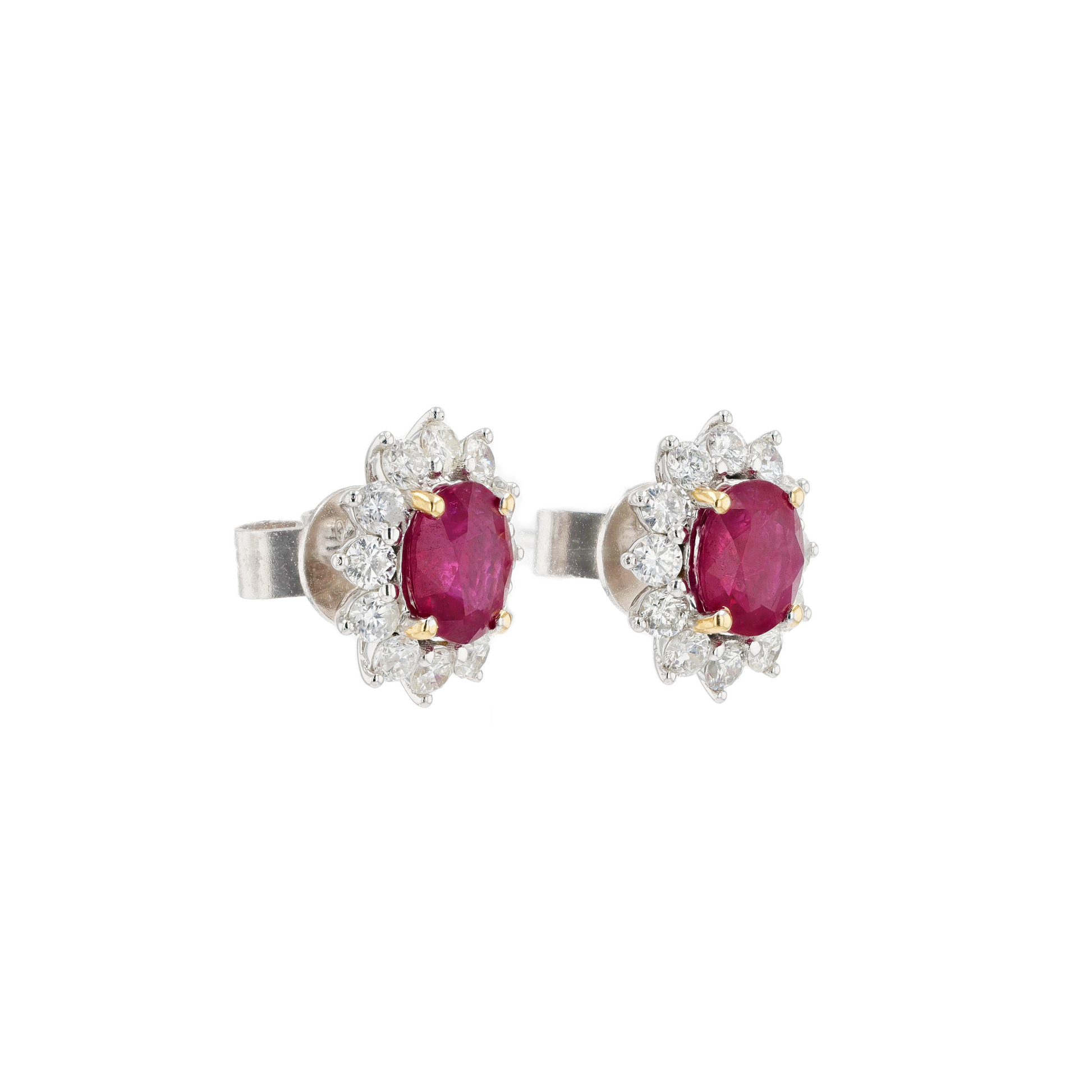18KG Natural Vivid Pigeon's Blood Red Ruby Diamond Earrings