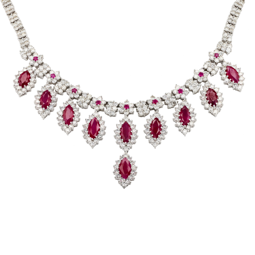 18KG Natural Vivid Pigeon's Blood Red Diamond Necklace