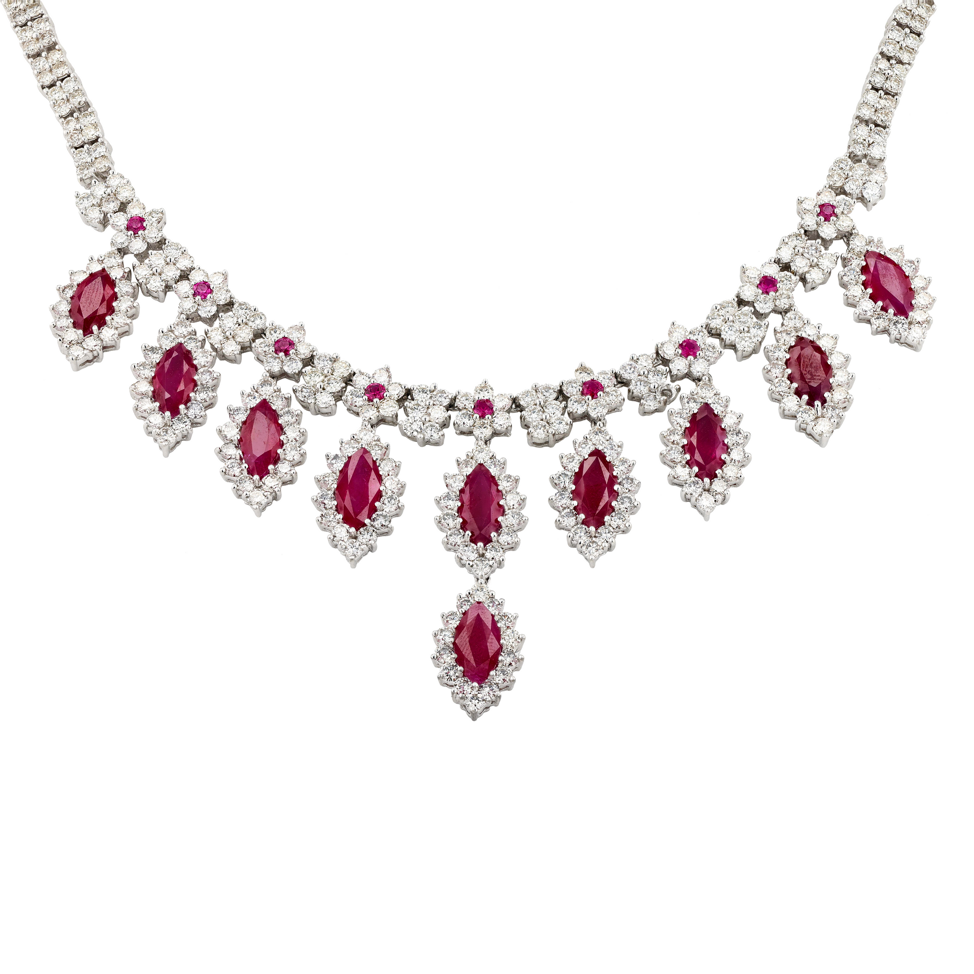 18KG Natural Vivid Pigeon's Blood Red Diamond Necklace