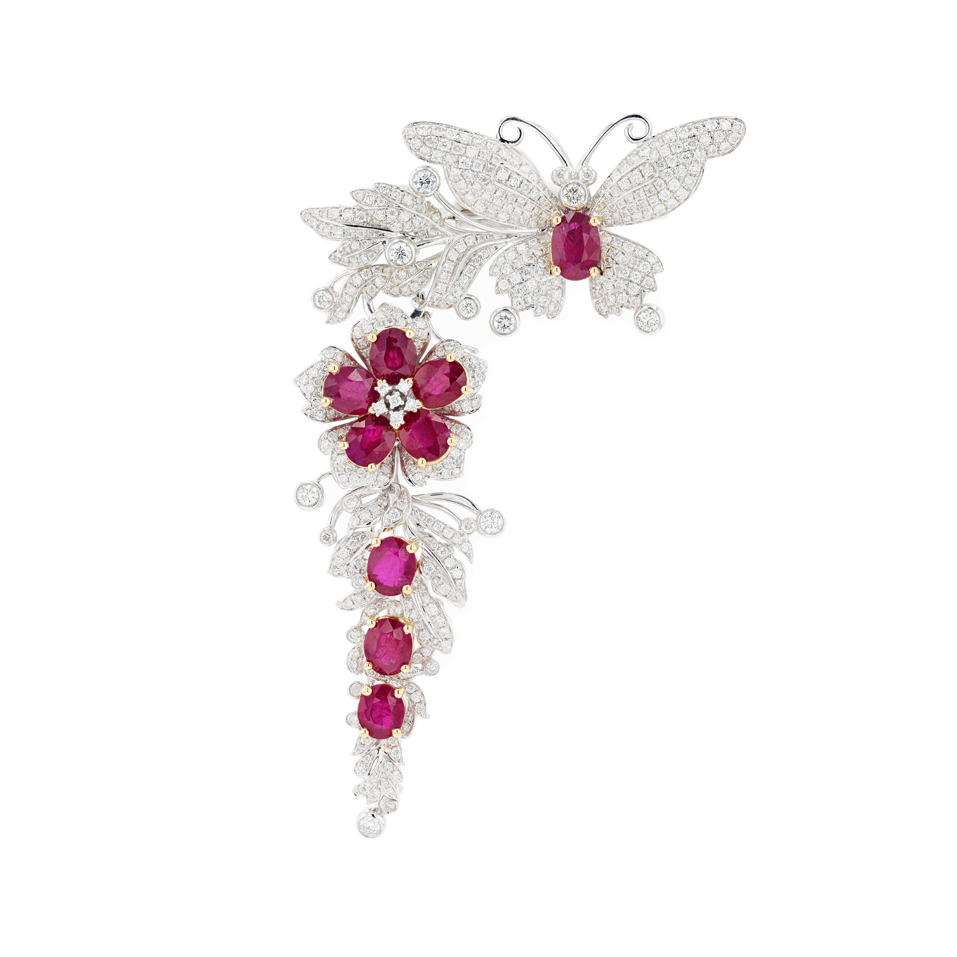18KG Natural Vivid Pigeon's Blood Red Ruby Diamond Pin/Pendant