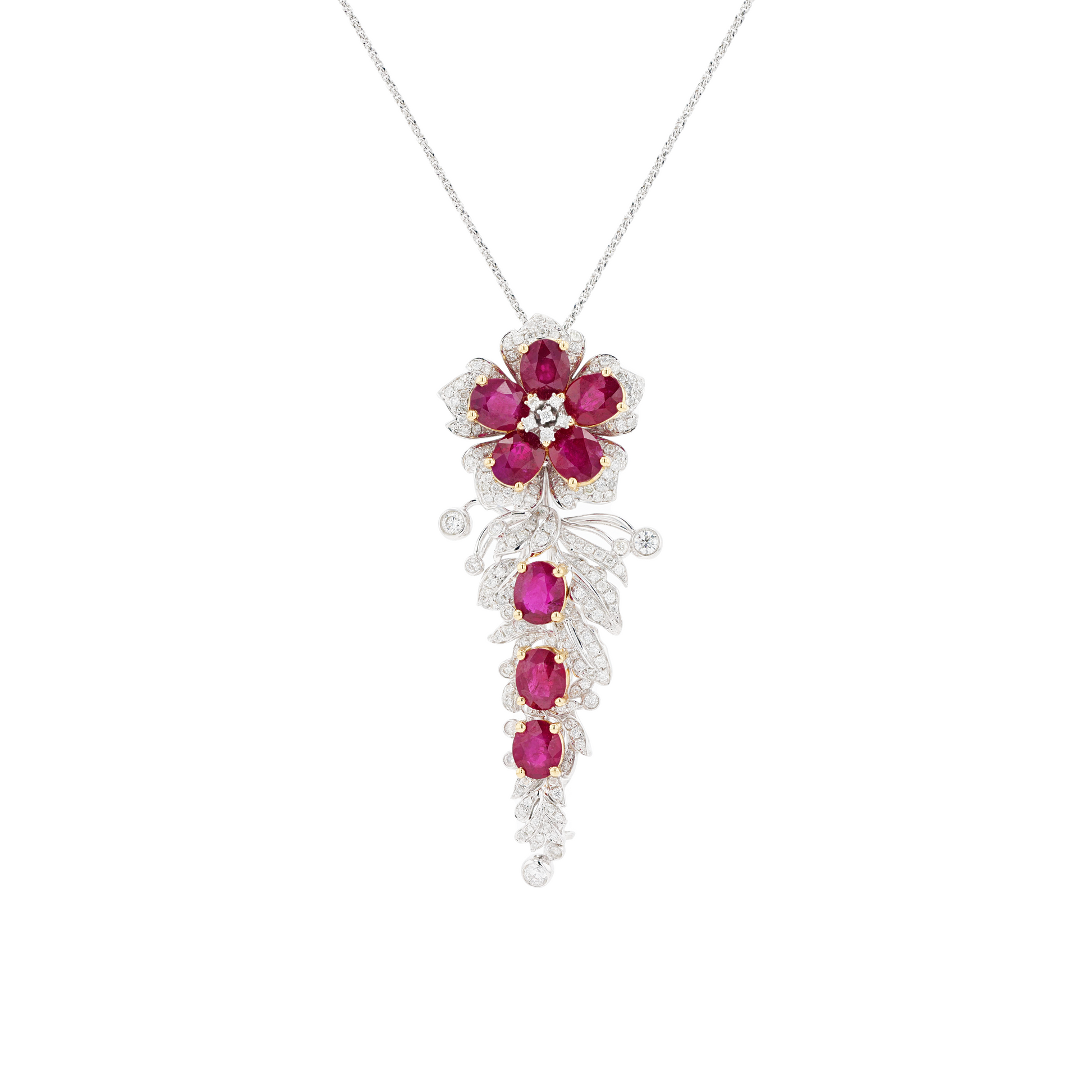 18KG Natural Vivid Pigeon's Blood Red Ruby Diamond Pin/Pendant