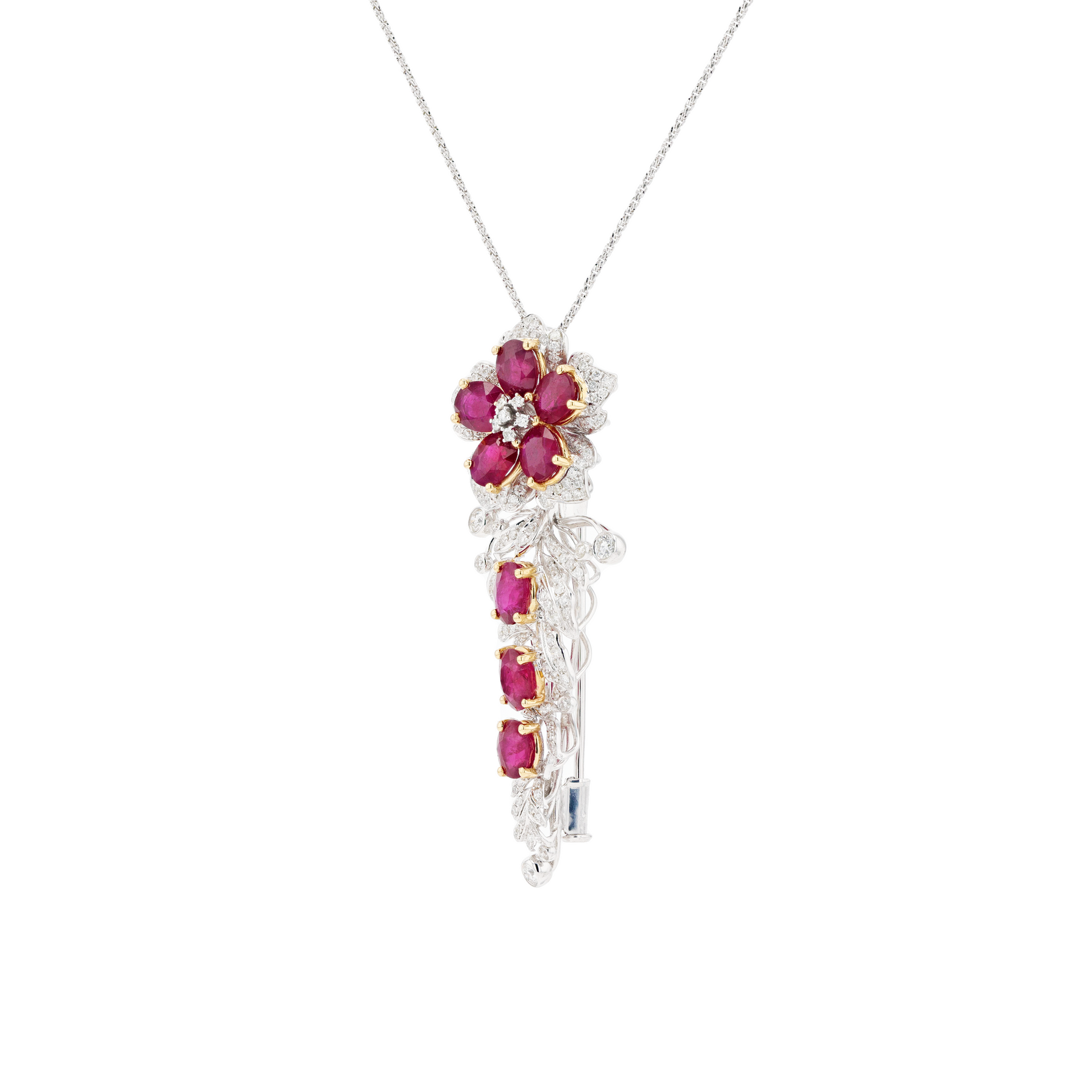 18KG Natural Vivid Pigeon's Blood Red Ruby Diamond Pin/Pendant