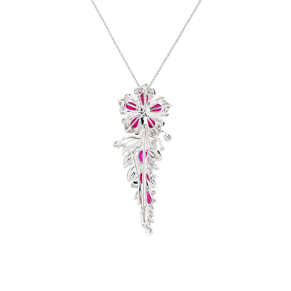 18KG Natural Vivid Pigeon's Blood Red Ruby Diamond Pin/Pendant