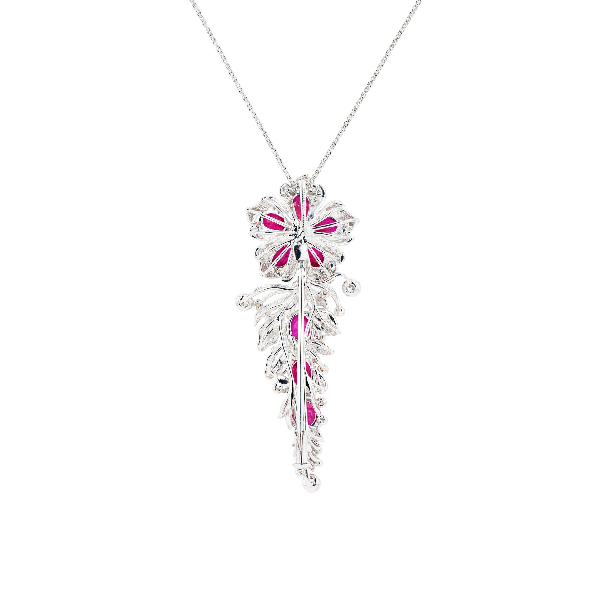 18KG Natural Vivid Pigeon's Blood Red Ruby Diamond Pin/Pendant
