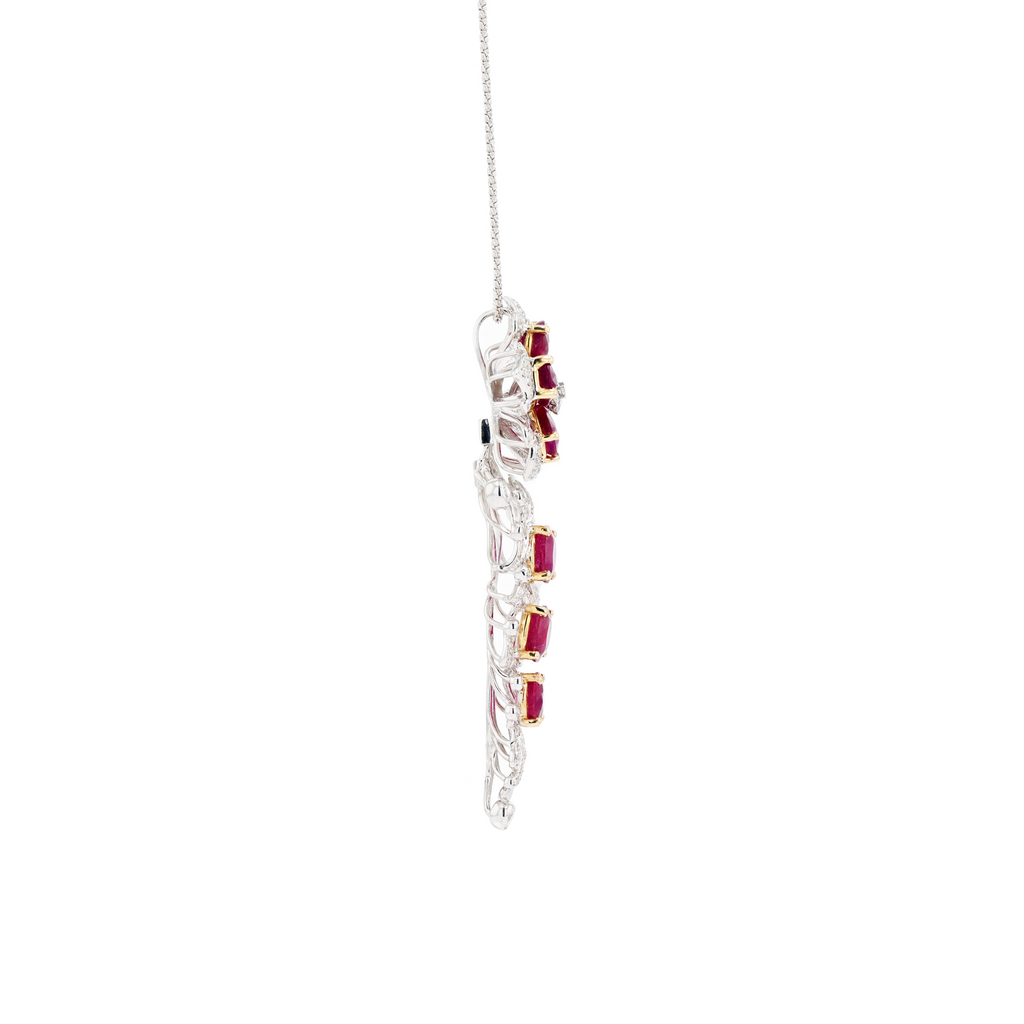 18KG Natural Vivid Pigeon's Blood Red Ruby Diamond Pin/Pendant