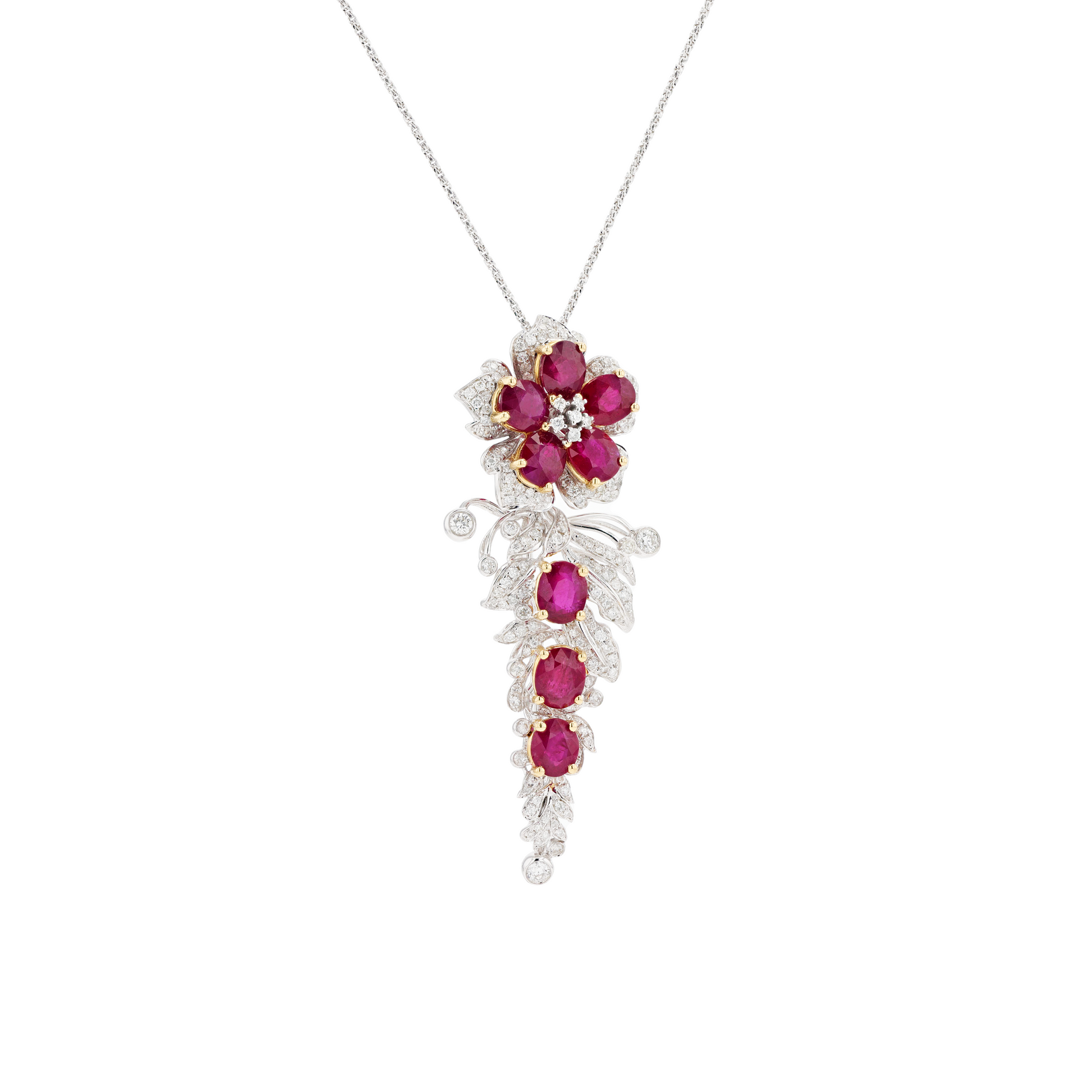 18KG Natural Vivid Pigeon's Blood Red Ruby Diamond Pin/Pendant
