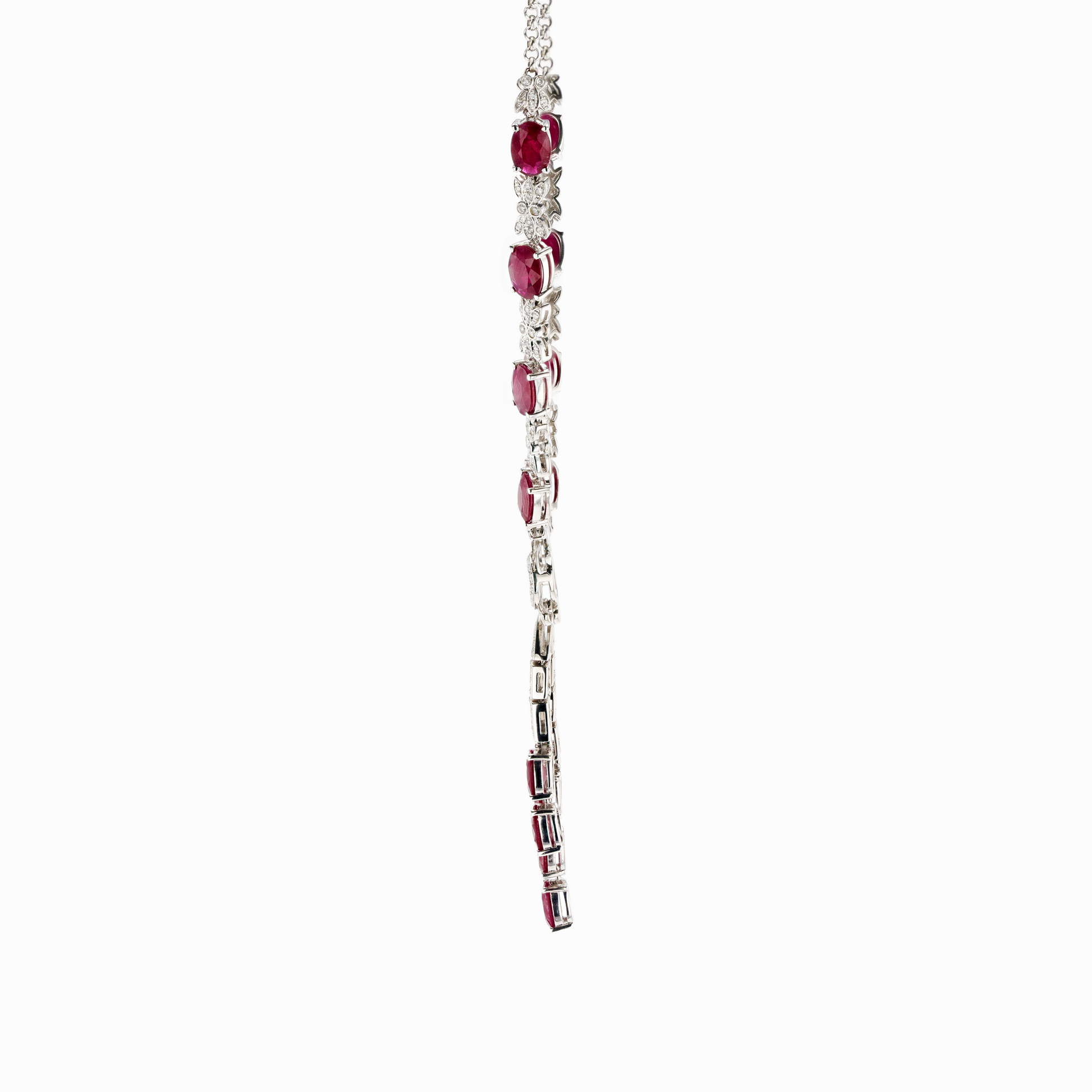 18KG Vivid Deep Red Ruby Diamond Necklace