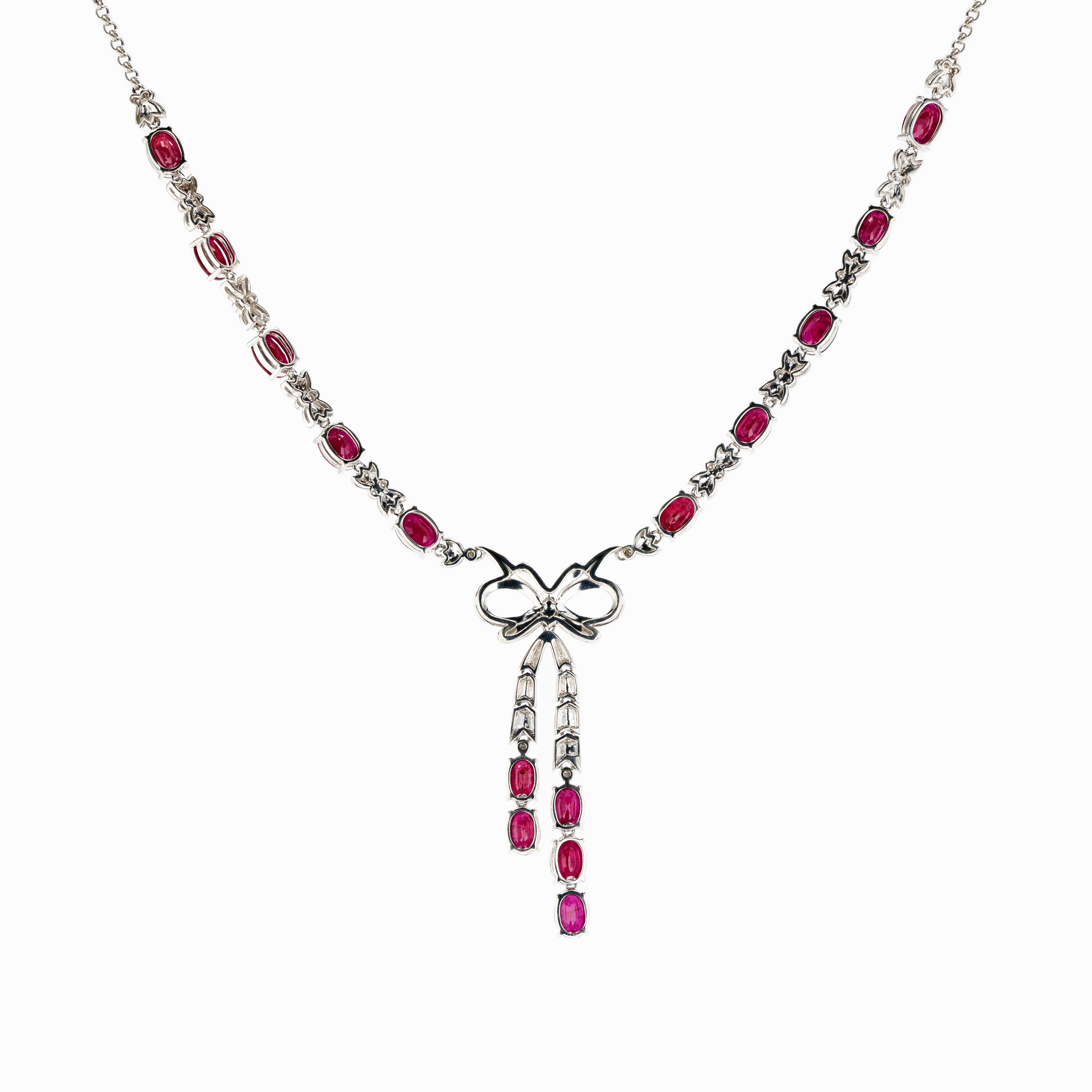 18KG Vivid Deep Red Ruby Diamond Necklace