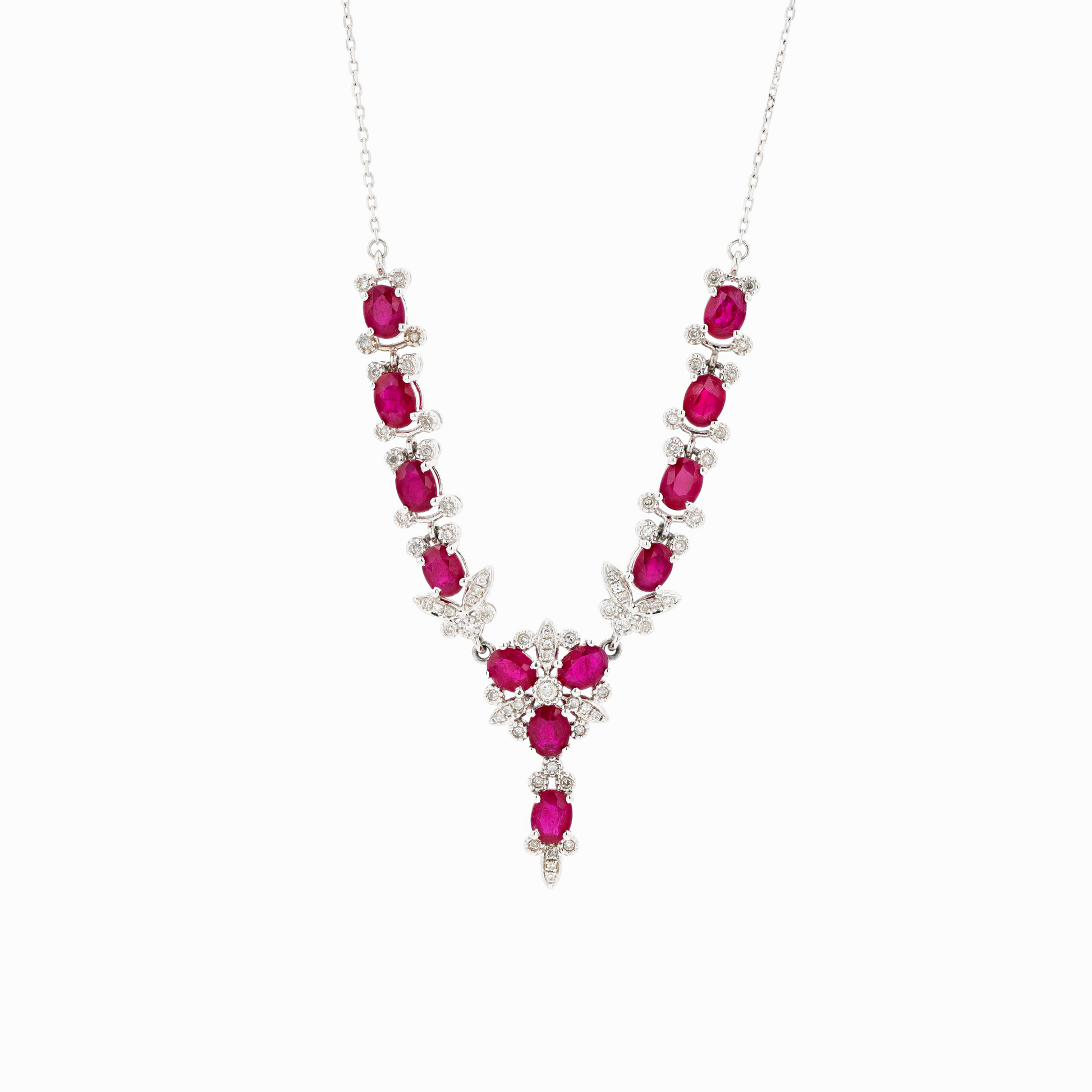 18KG Natural Vivid Deep Red Ruby Diamond Necklace