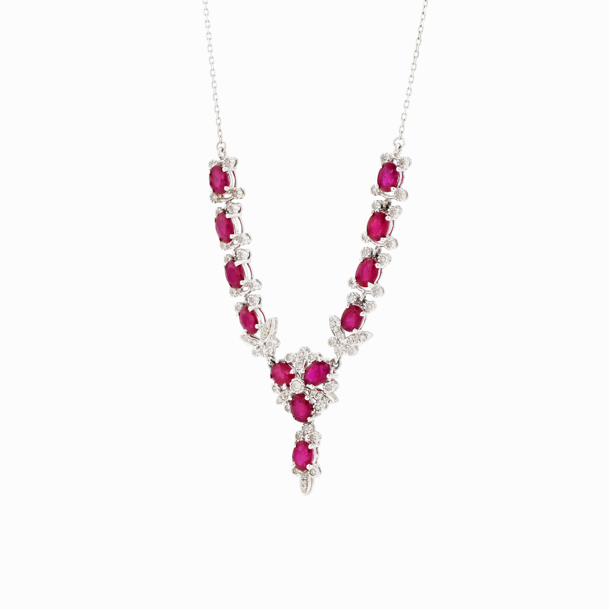 18KG Natural Vivid Deep Red Ruby Diamond Necklace