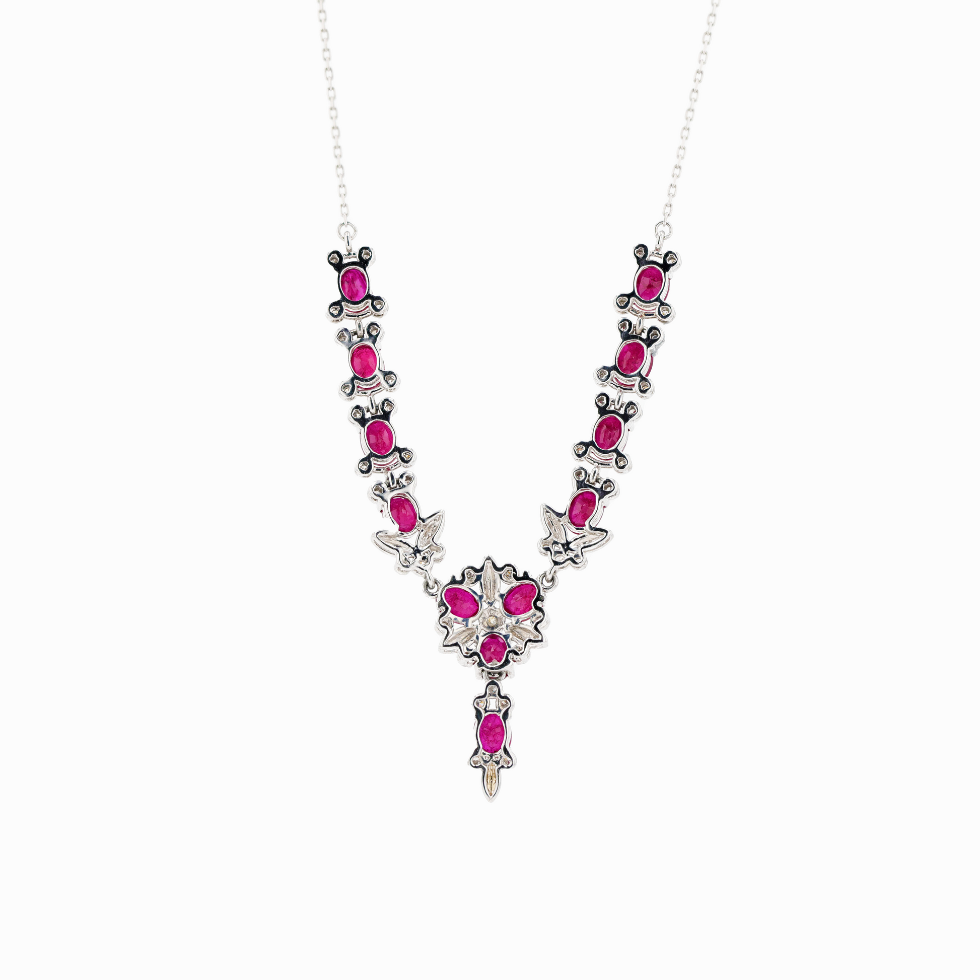 18KG Natural Vivid Deep Red Ruby Diamond Necklace