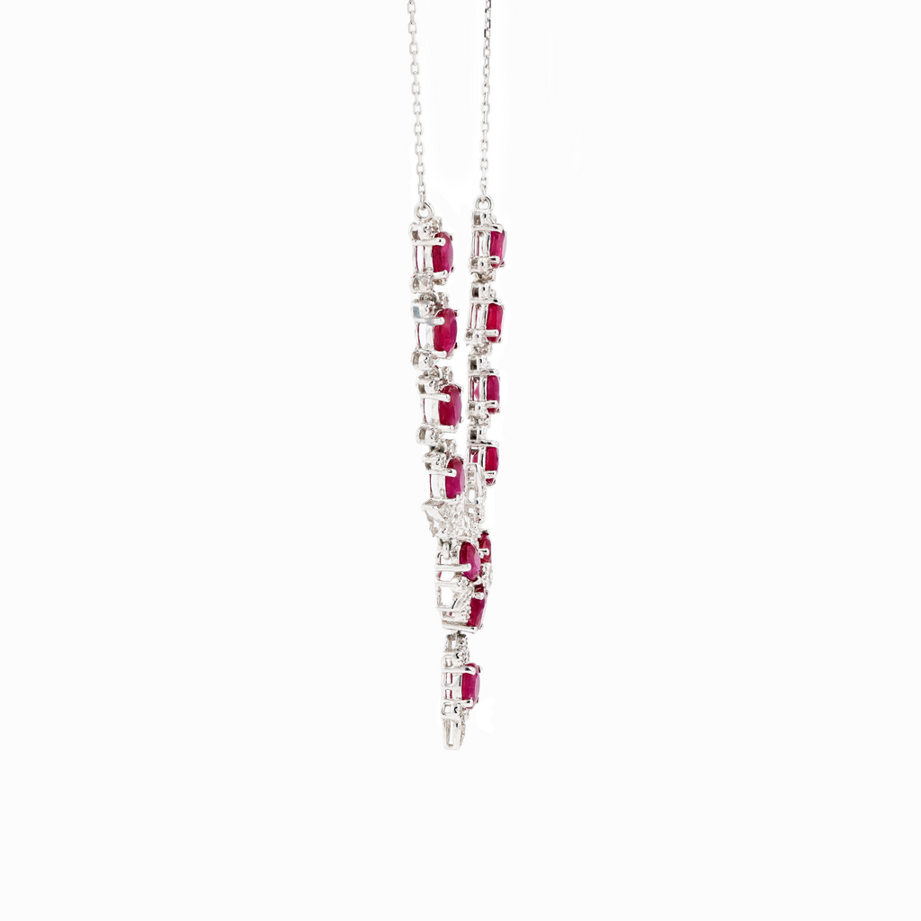 18KG Natural Vivid Deep Red Ruby Diamond Necklace