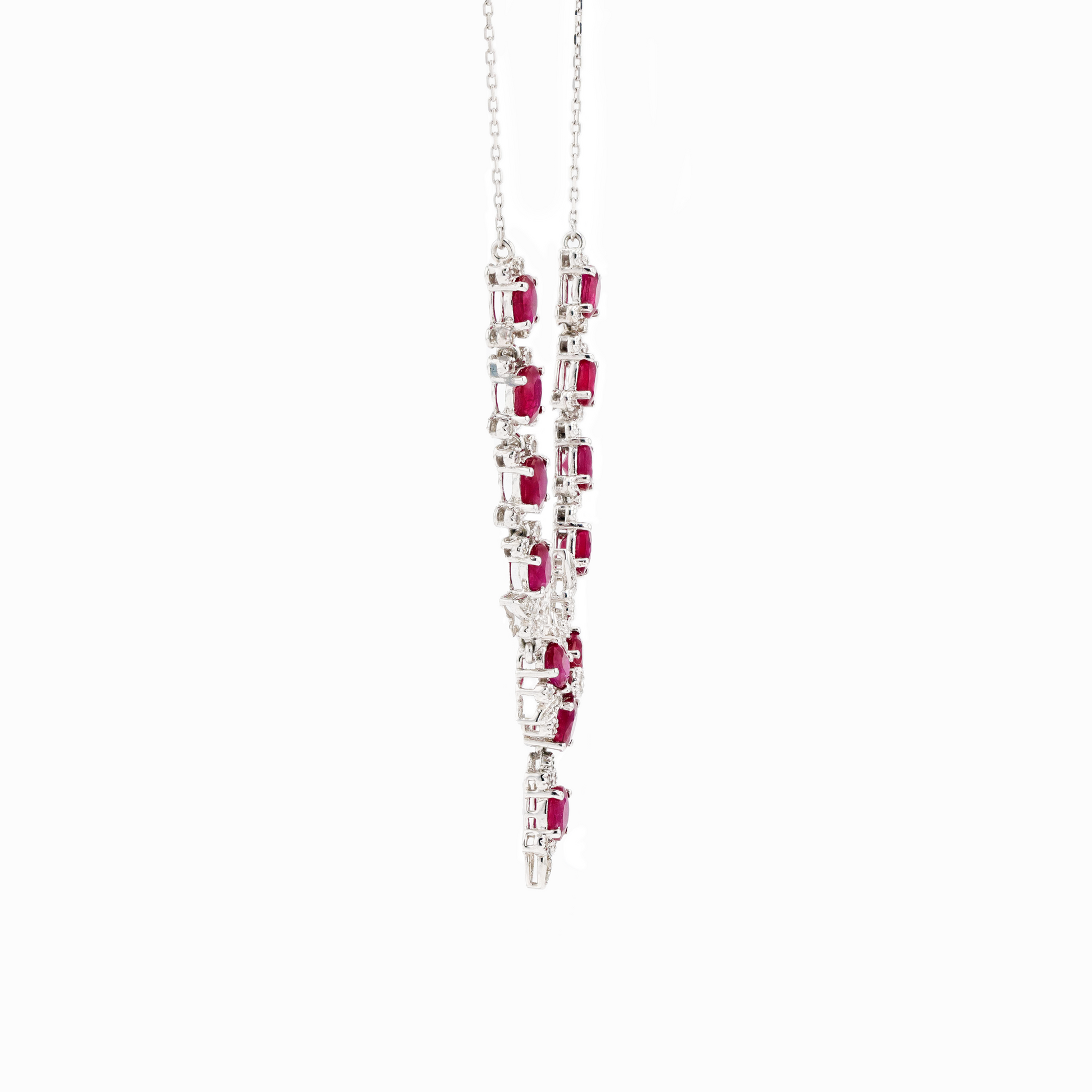 18KG Natural Vivid Deep Red Ruby Diamond Necklace