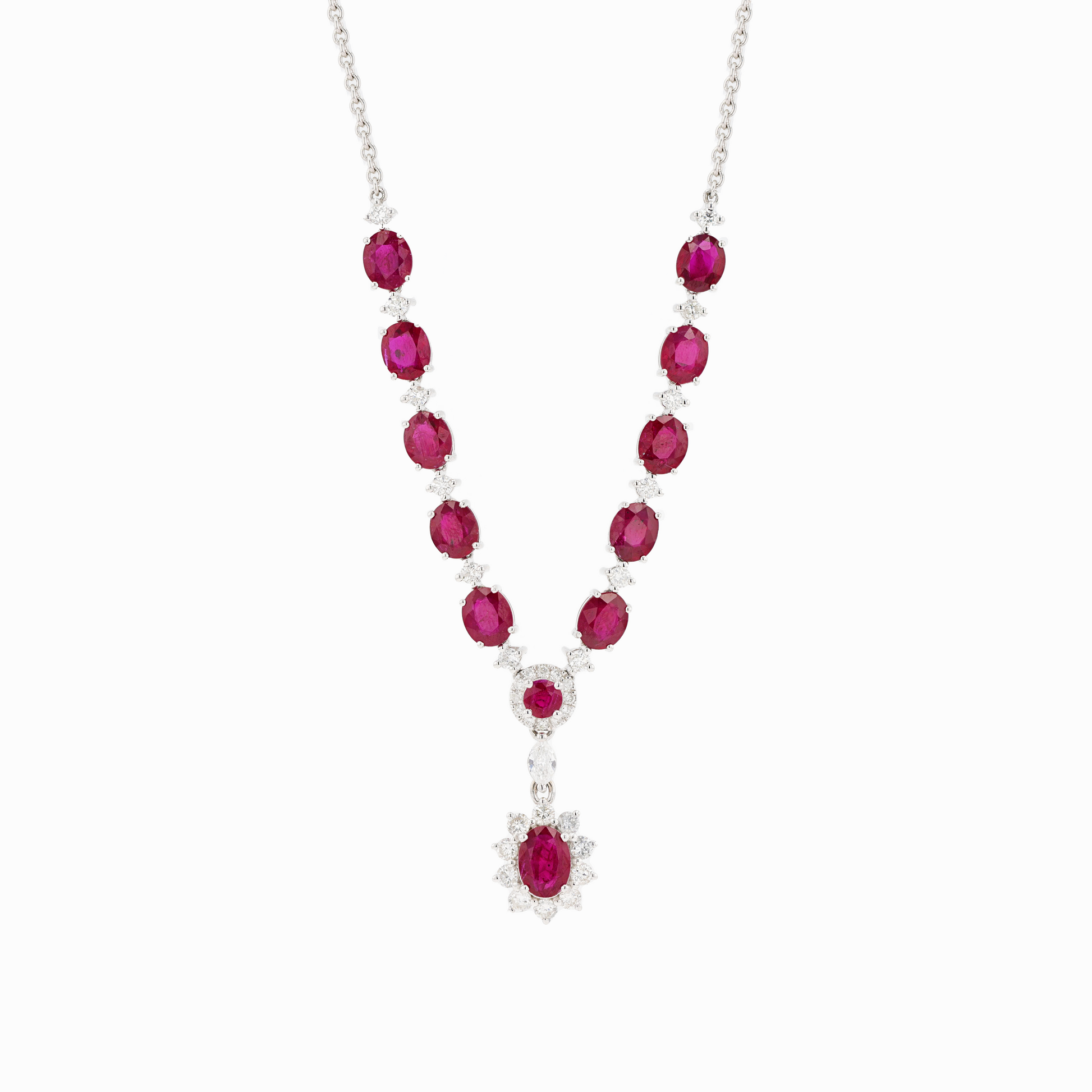18KG Natural Vivid Pigeon's Blood Red Ruby Diamond Necklace