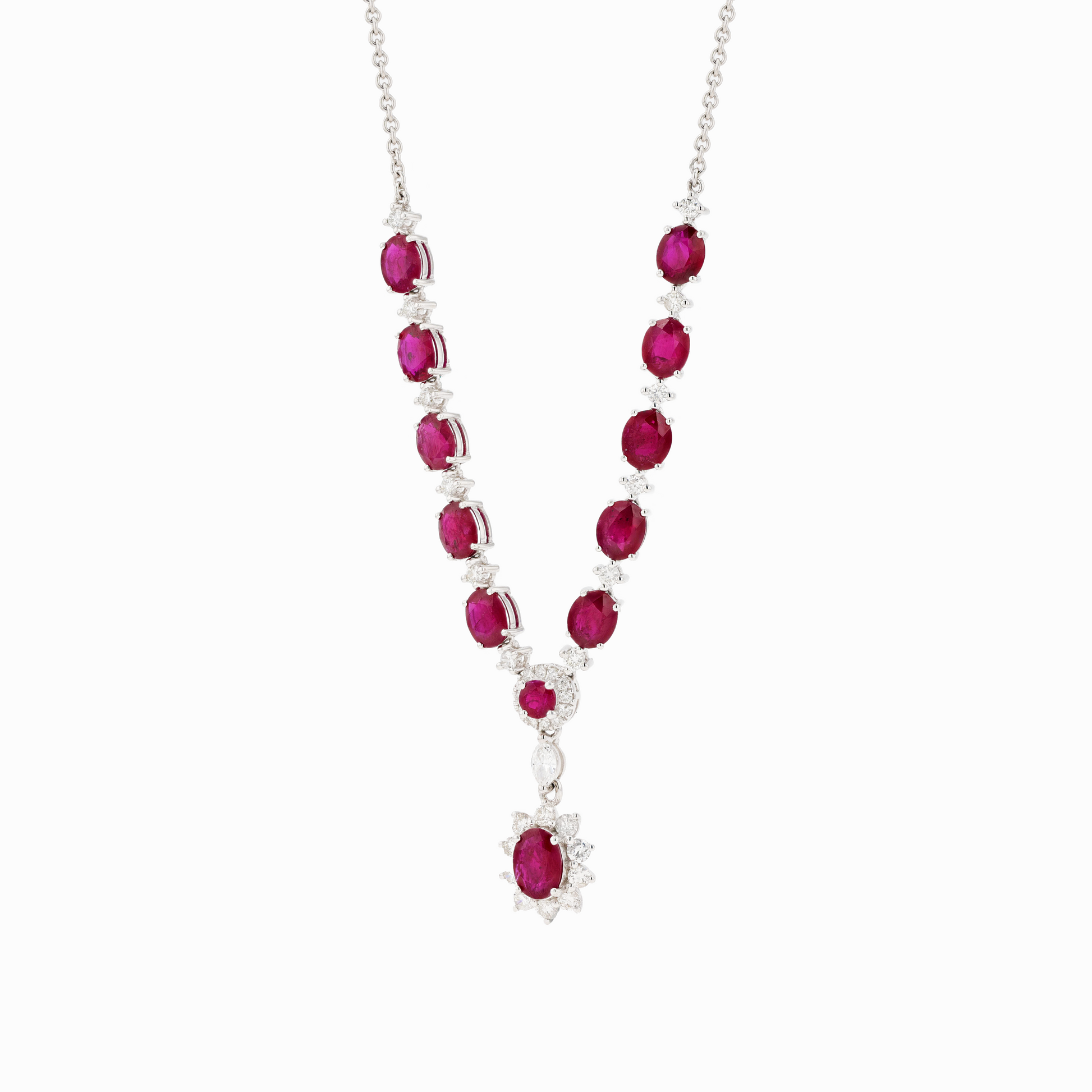 18KG Natural Vivid Pigeon's Blood Red Ruby Diamond Necklace