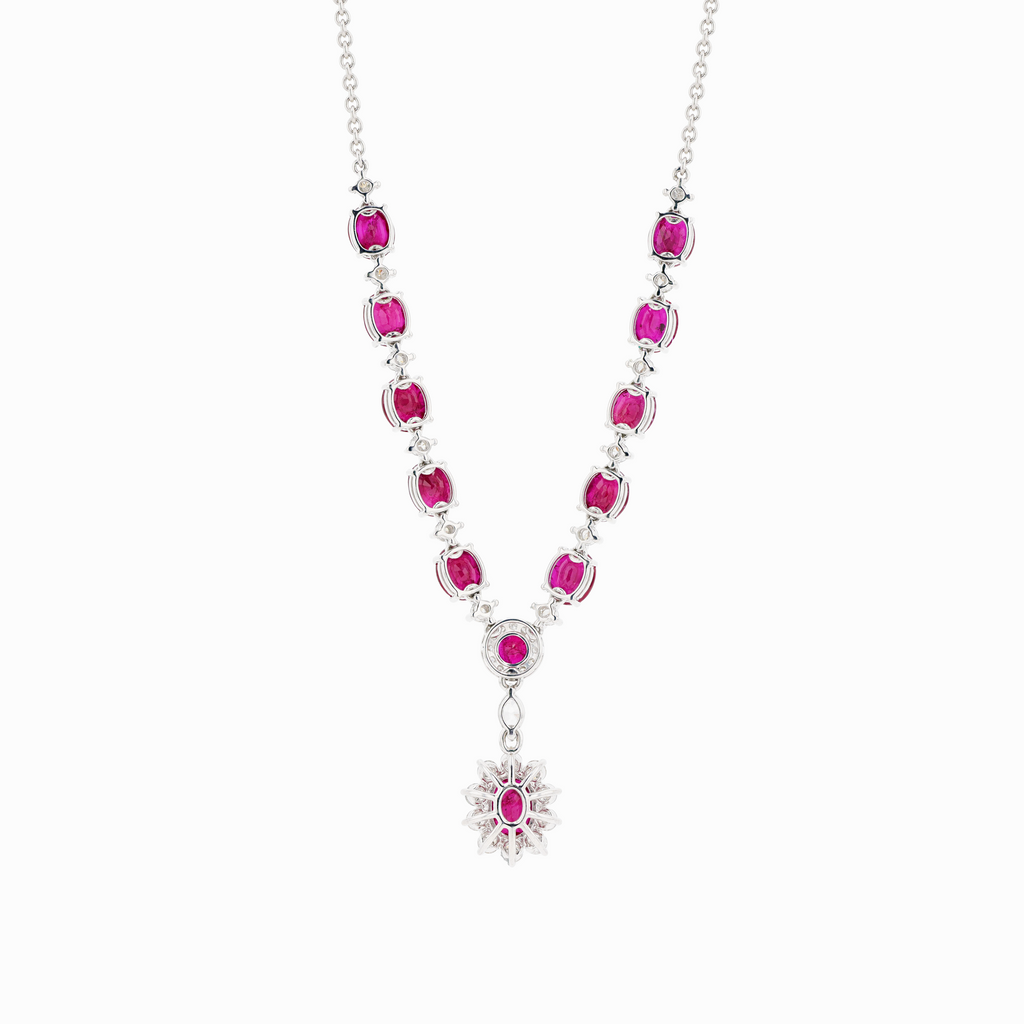 18KG Natural Vivid Pigeon's Blood Red Ruby Diamond Necklace