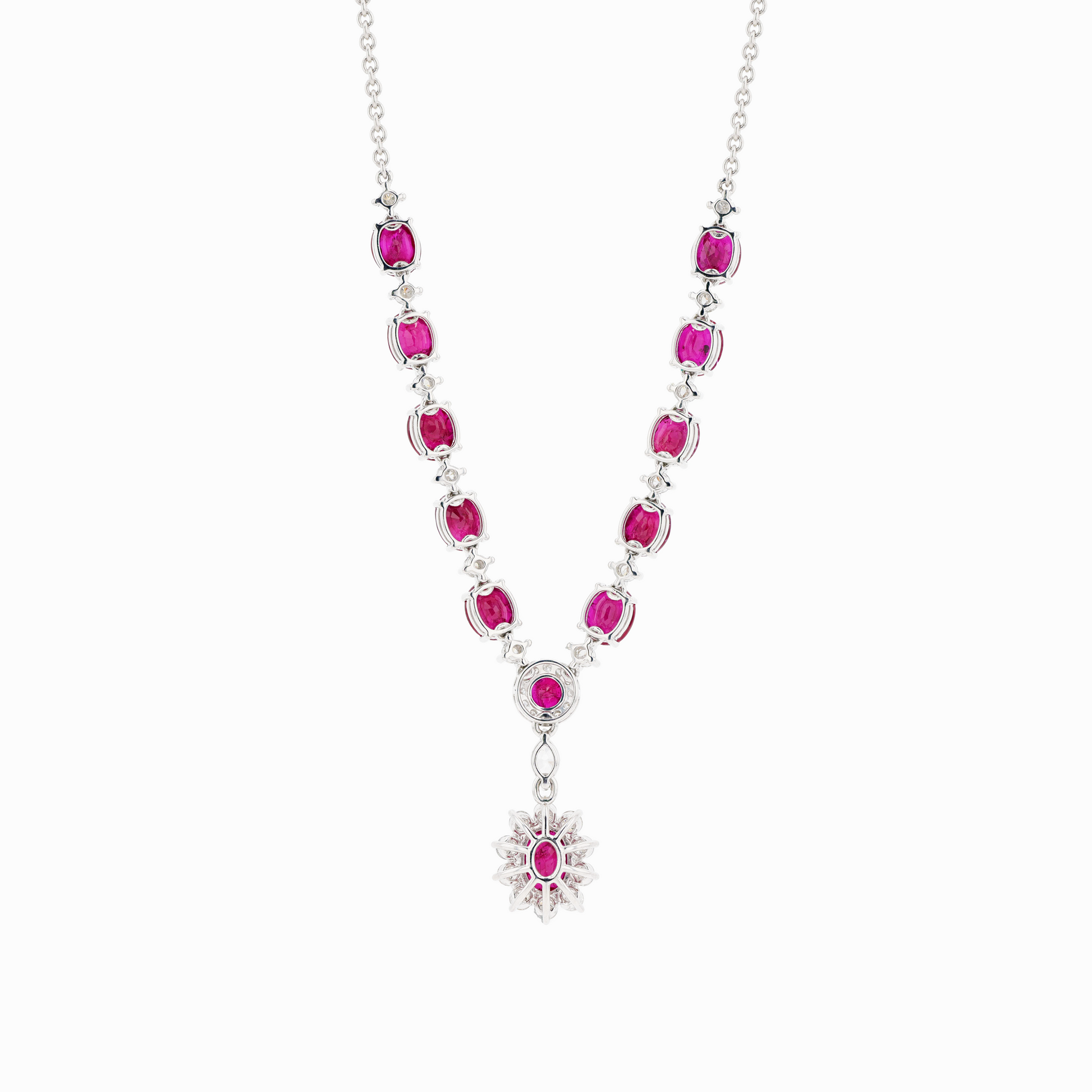 18KG Natural Vivid Pigeon's Blood Red Ruby Diamond Necklace