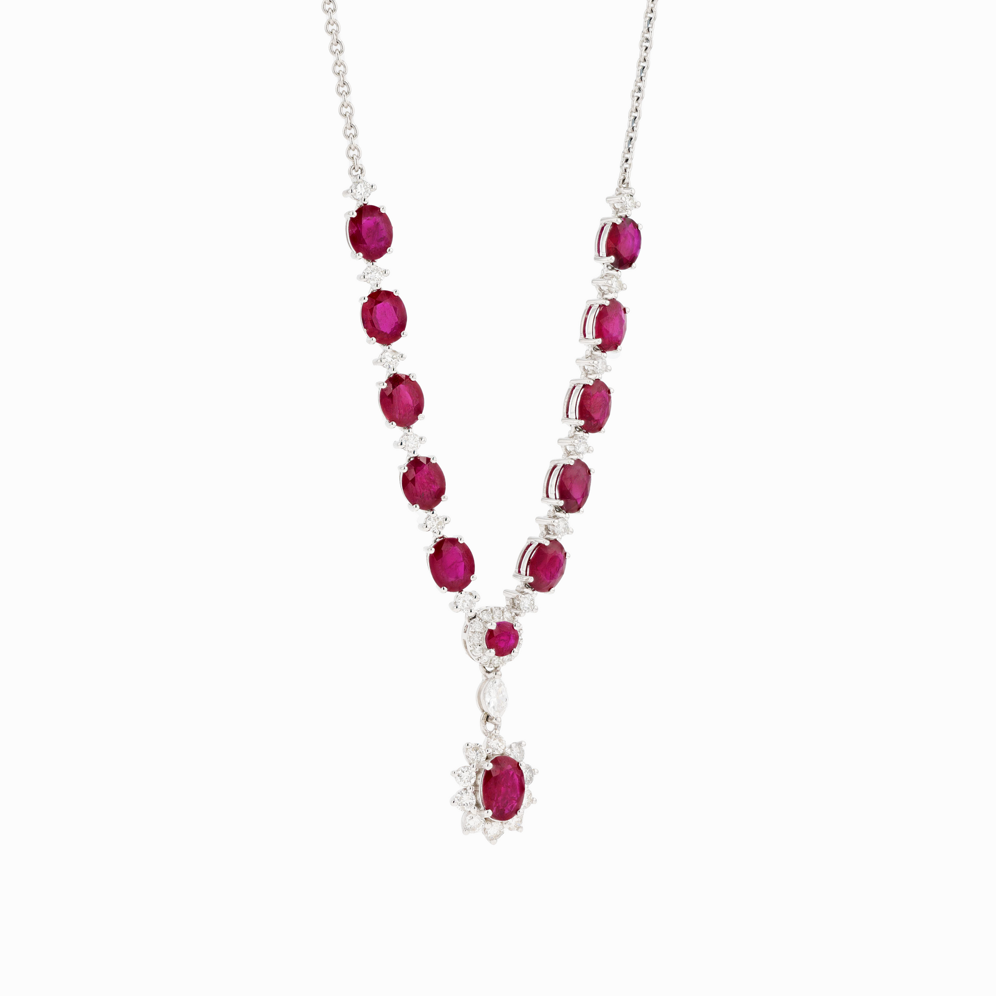 18KG Natural Vivid Pigeon's Blood Red Ruby Diamond Necklace