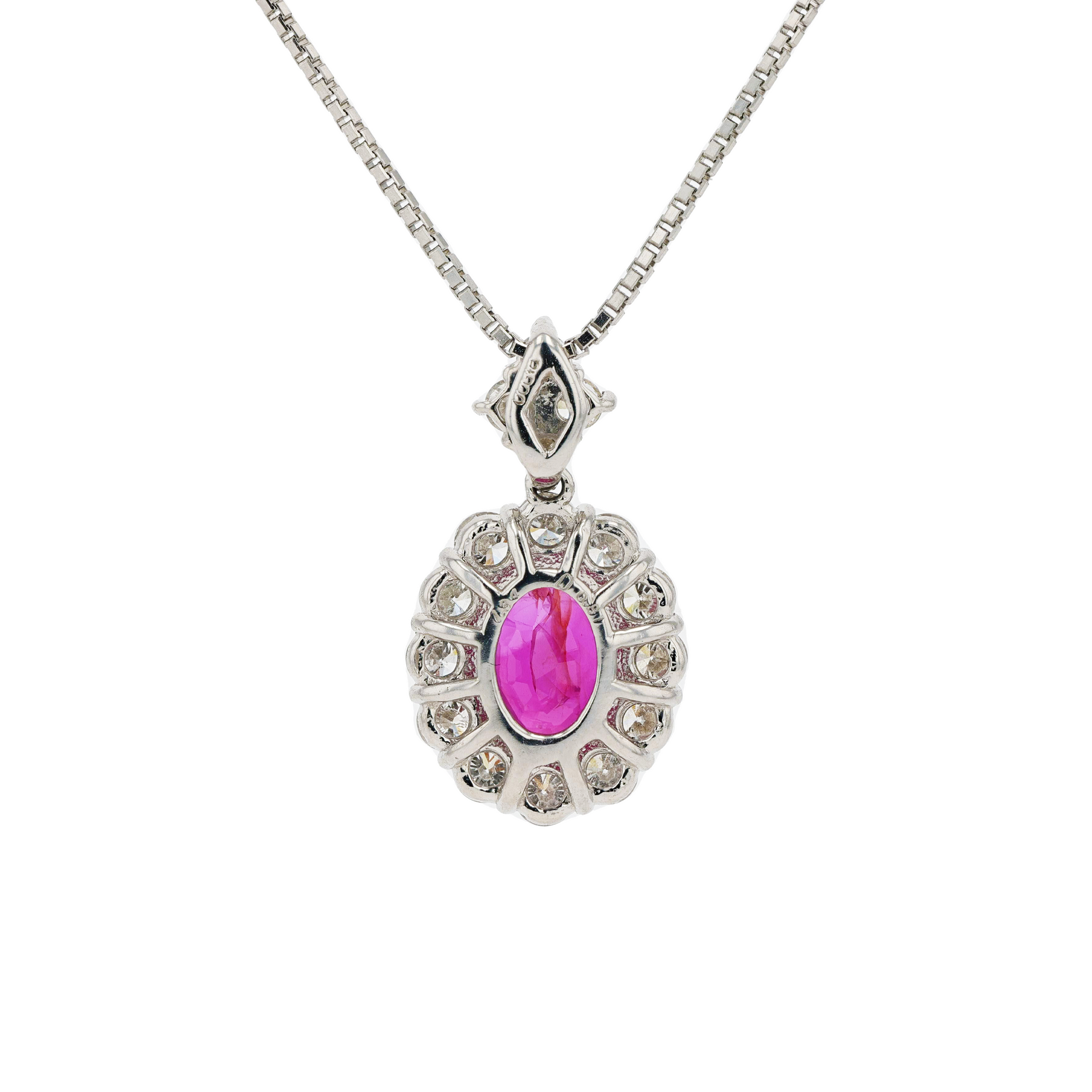 18KG&PT900 Natural Unheated Intense to Vivid Red Ruby Diamond Necklace