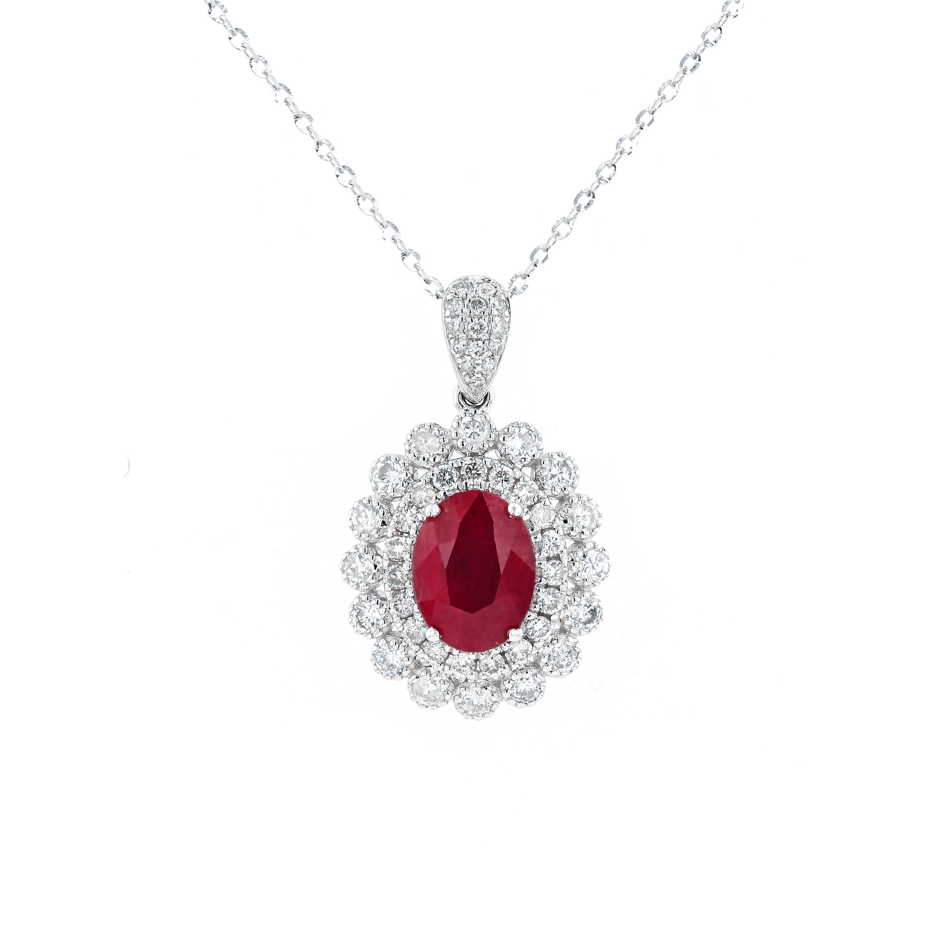 18KG Natural Vivid Pigeon's Blood Red Ruby Diamond Necklace