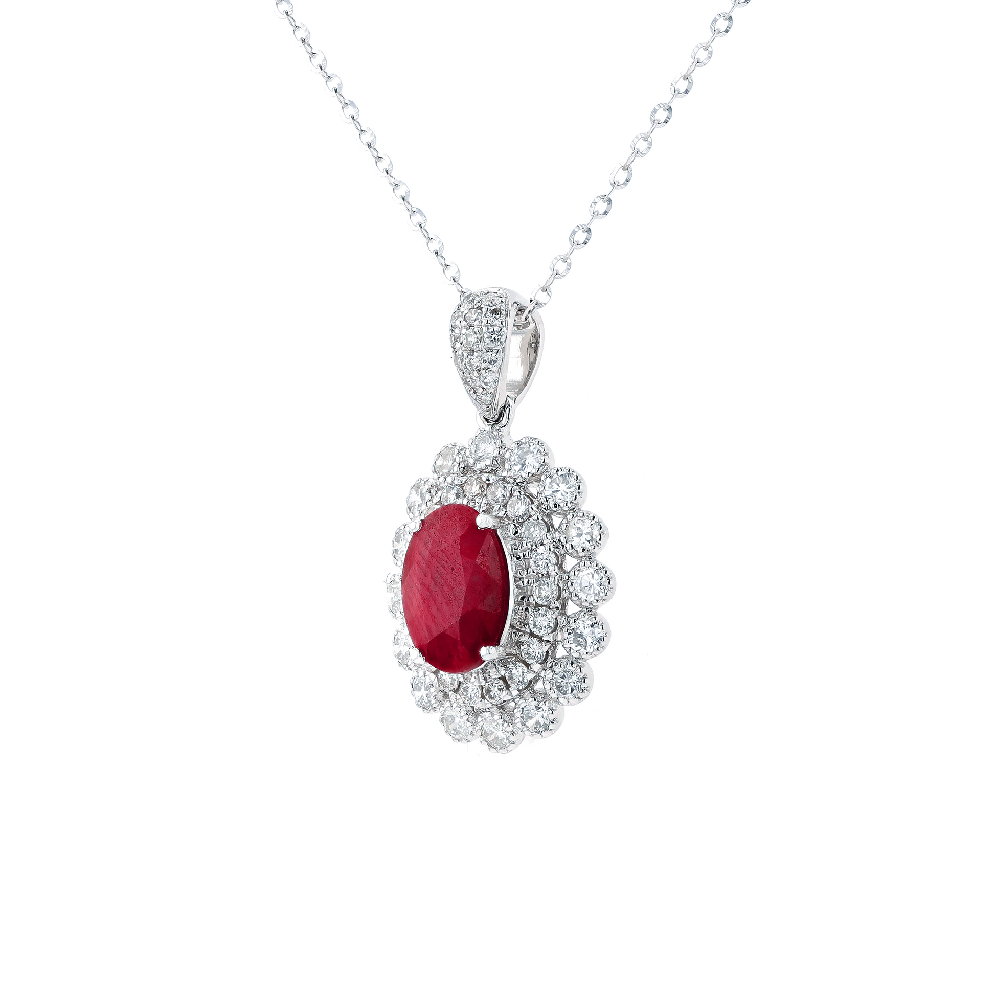 18KG Natural Vivid Pigeon's Blood Red Ruby Diamond Necklace