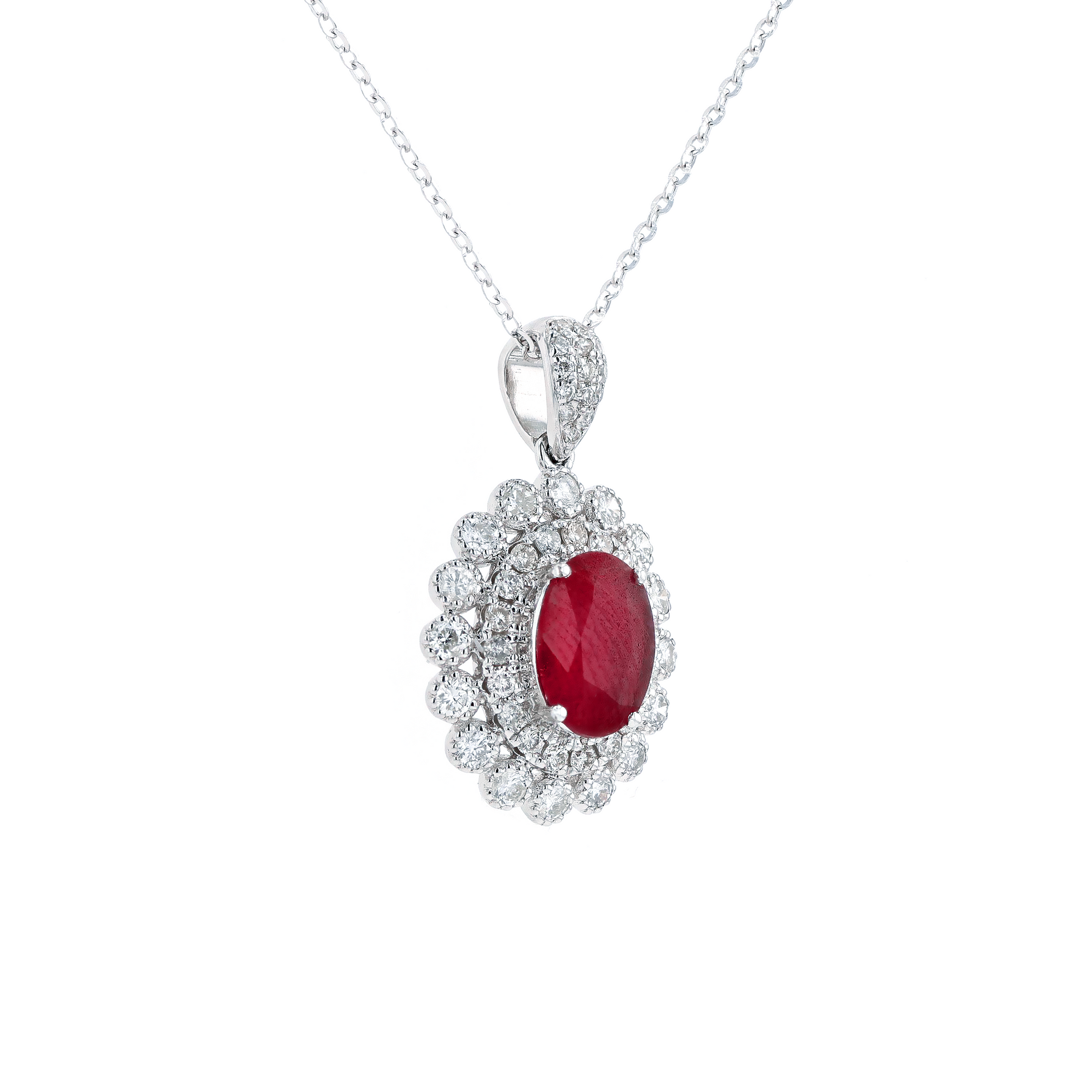 18KG Natural Vivid Pigeon's Blood Red Ruby Diamond Necklace