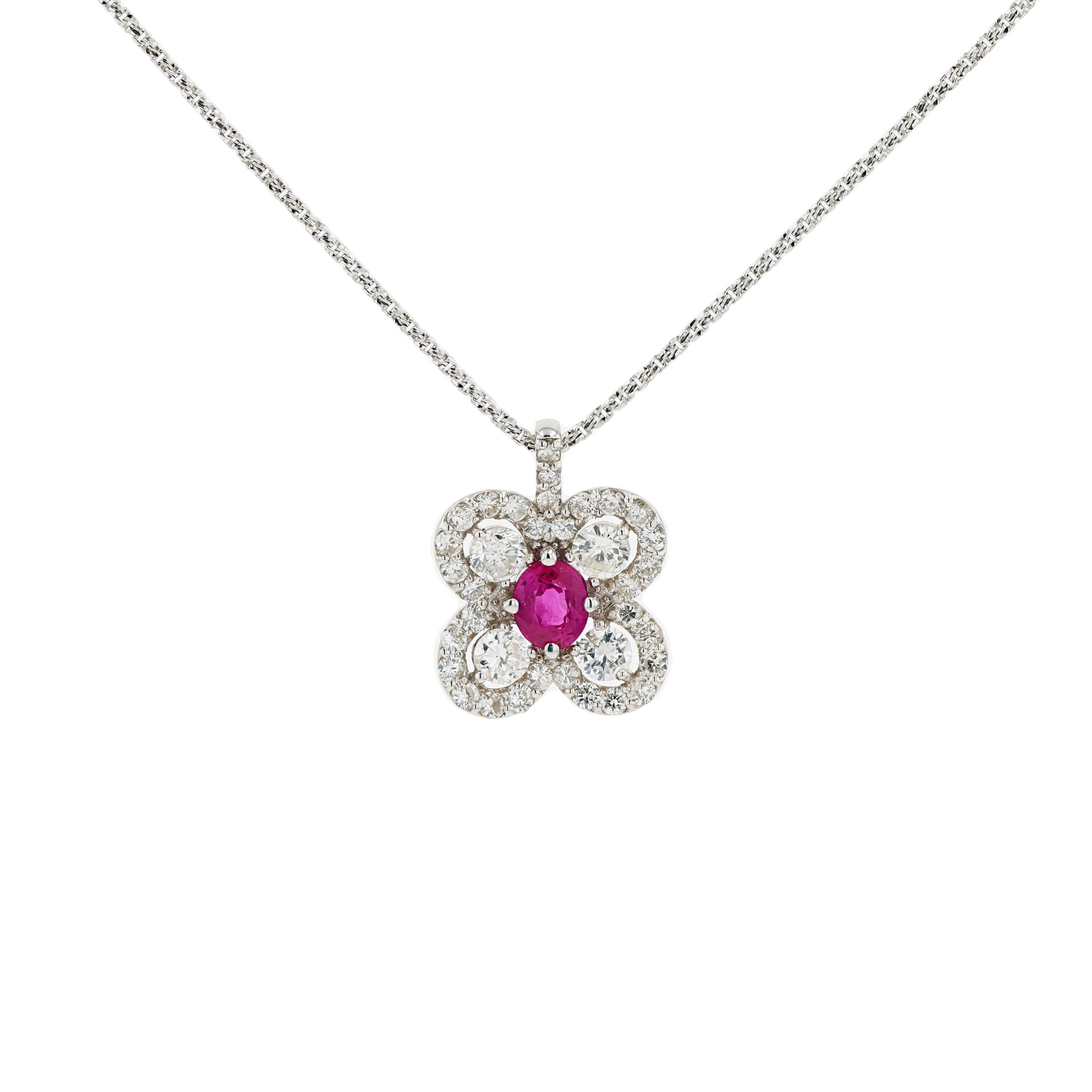 18KG Natural Unheated Vivid Pigeon's Blood Red Ruby Diamond Necklace