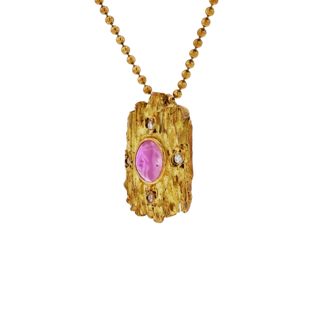 18KG Natural Unheated Red Star Ruby Diamond Necklace