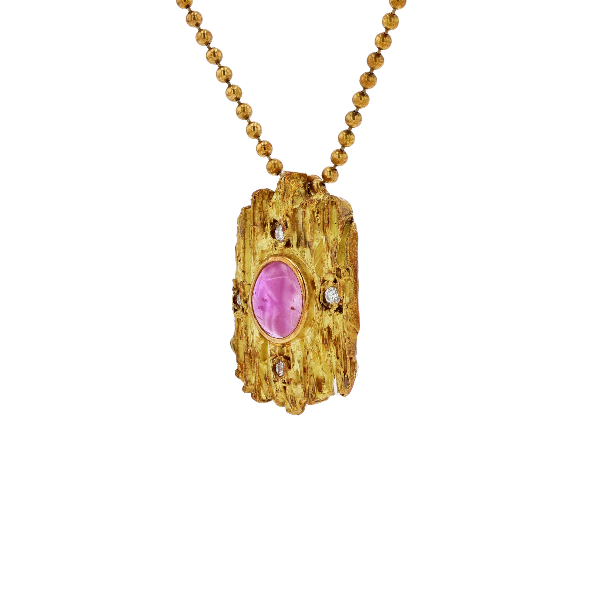 18KG Natural Unheated Red Star Ruby Diamond Necklace