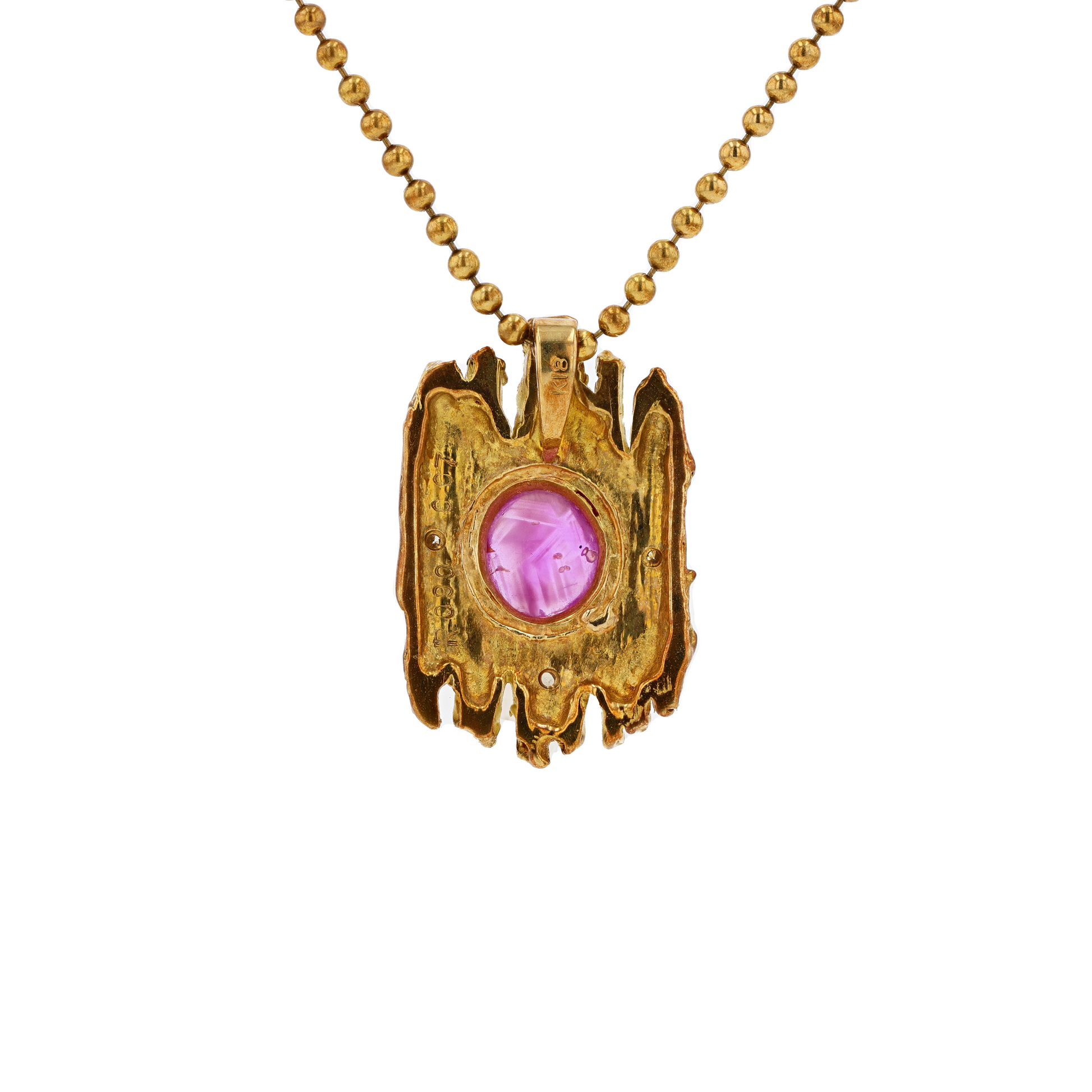 18KG Natural Unheated Red Star Ruby Diamond Necklace