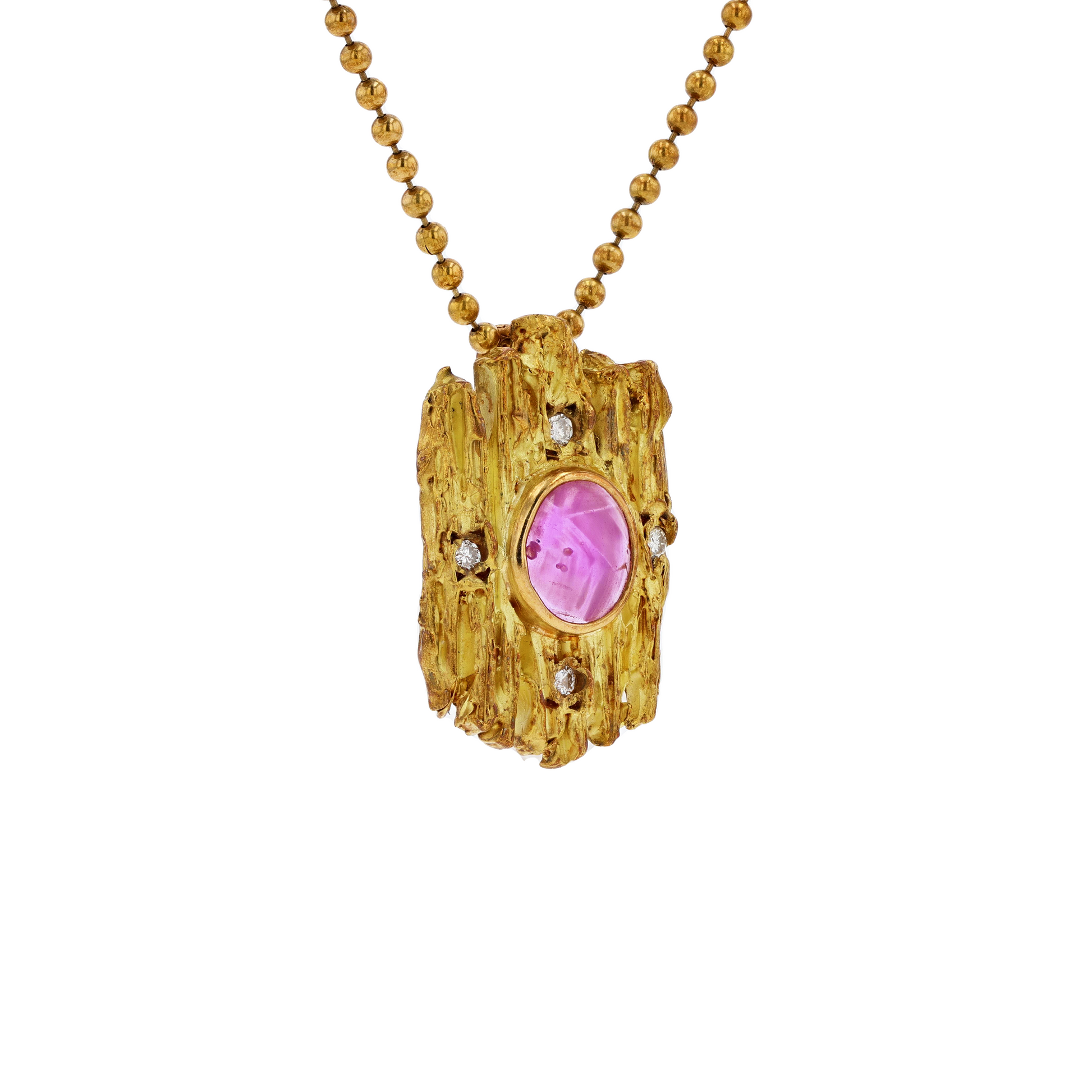 18KG Natural Unheated Red Star Ruby Diamond Necklace
