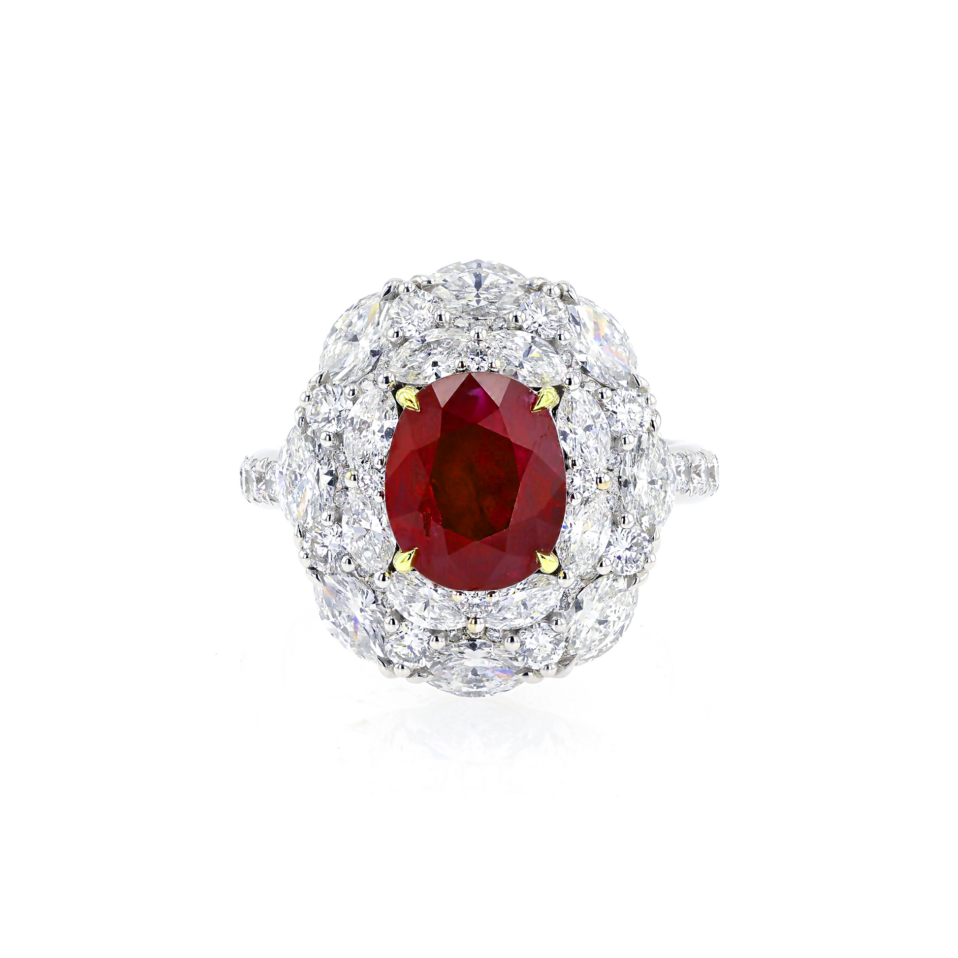 18KG Natural Unheated Vivid Pigeon's Blood Red Ruby Diamond Ring